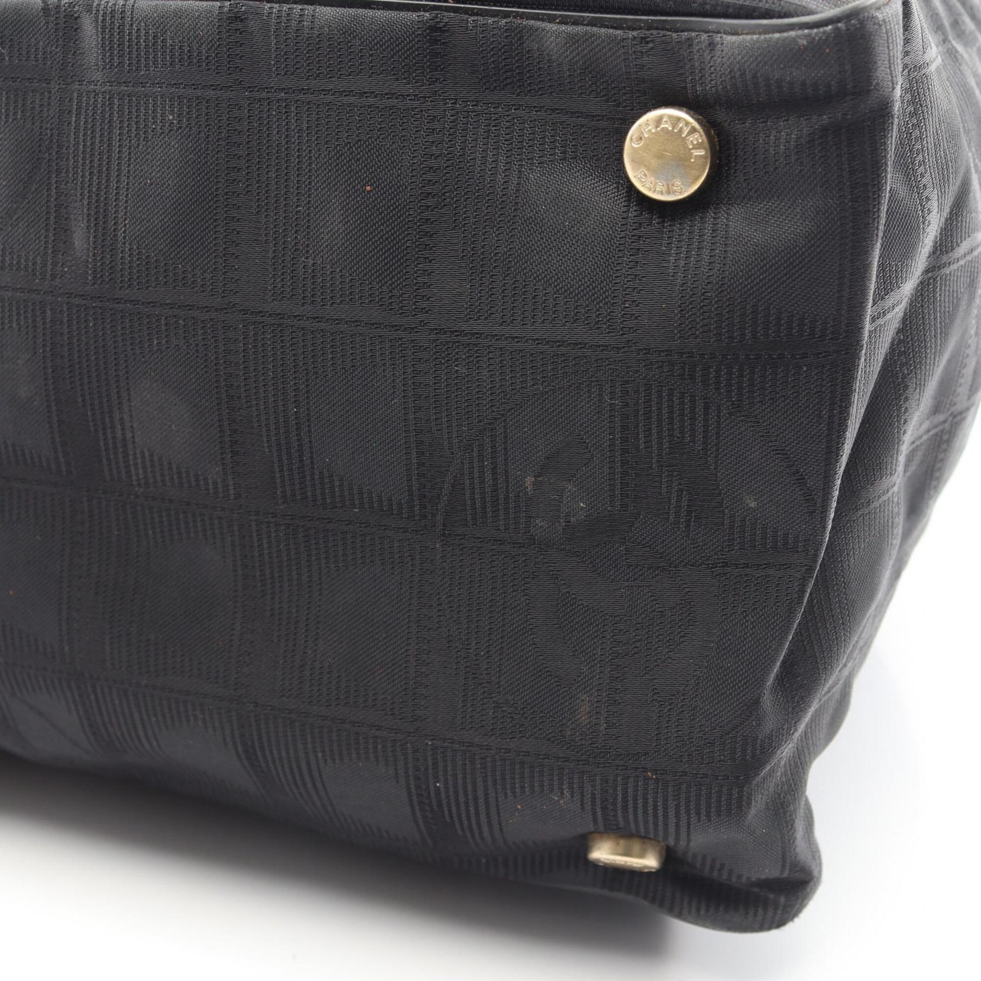 Chanel Black Leather Nylon Canvas Handbag Tote Bag (Pre-Owned)