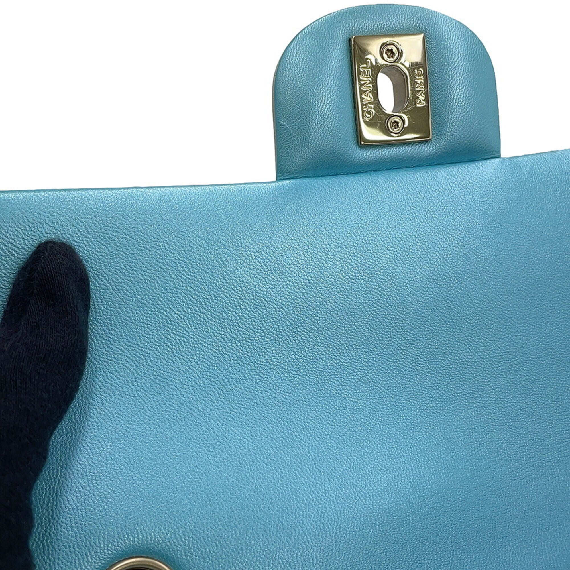 Chanel Light Blue Multi-Color Leather Handbag Shoulder Bag (Pre-Owned)