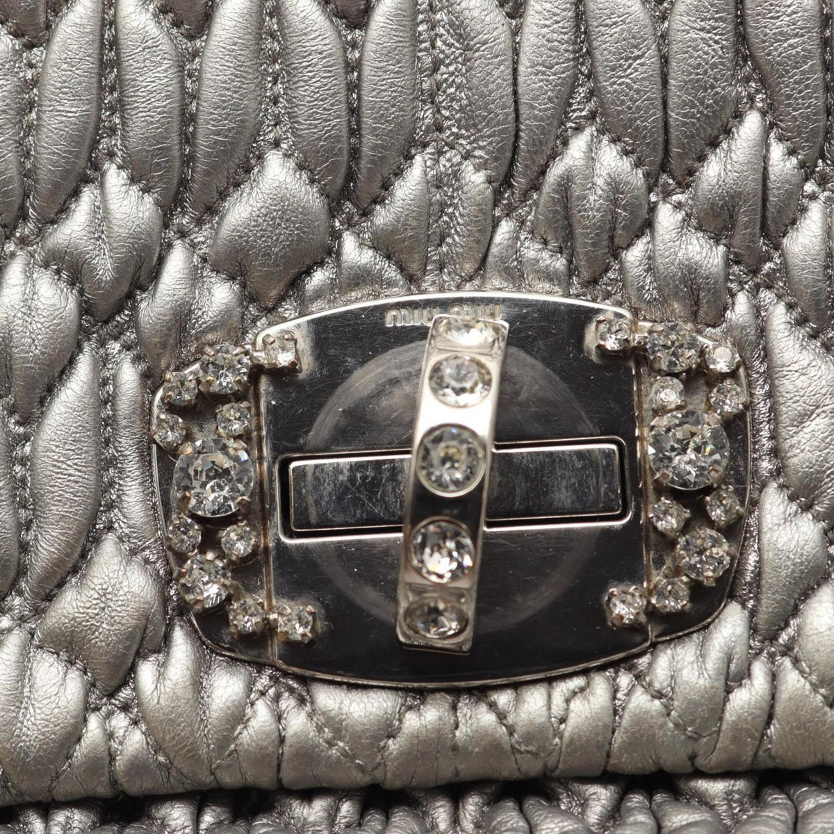 Miu Miu Matelasse Silver Leather Handbag Shoulder Bag (Pre-Owned)