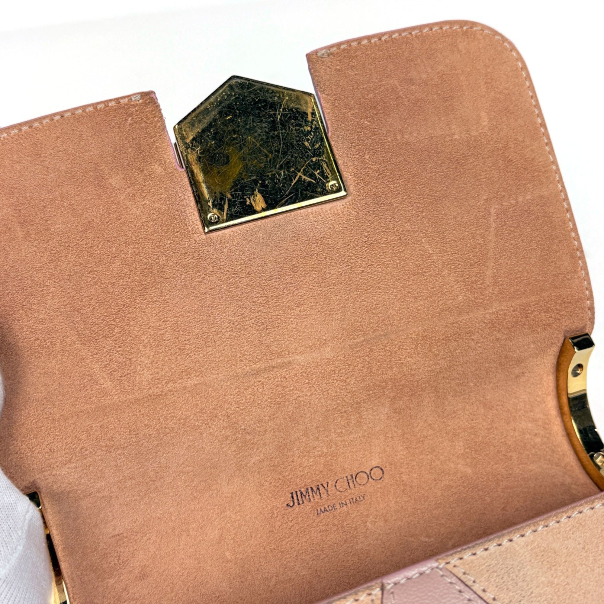 Jimmy Choo Pink Beige Leather Shoulder Bag (Pre-Owned)