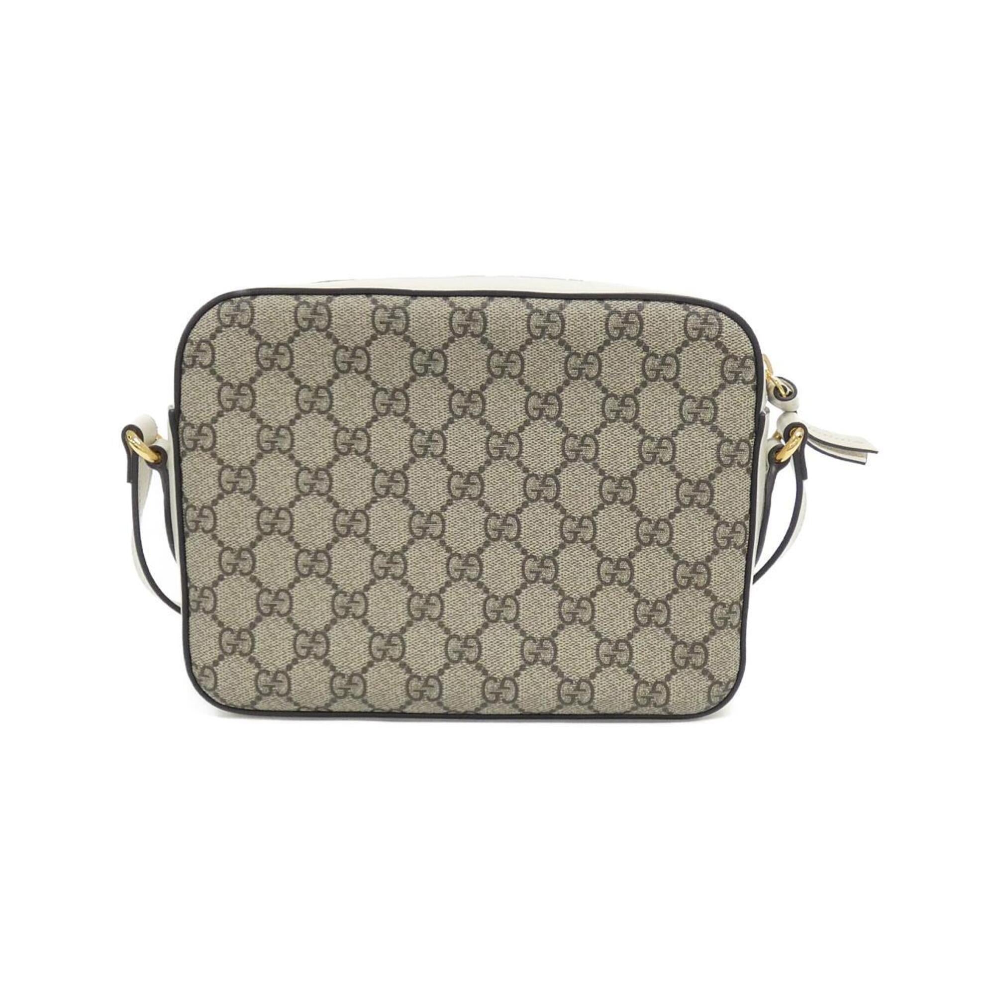Gucci Beige White Gg Supreme Leather Shoulder Bag (Pre-Owned)