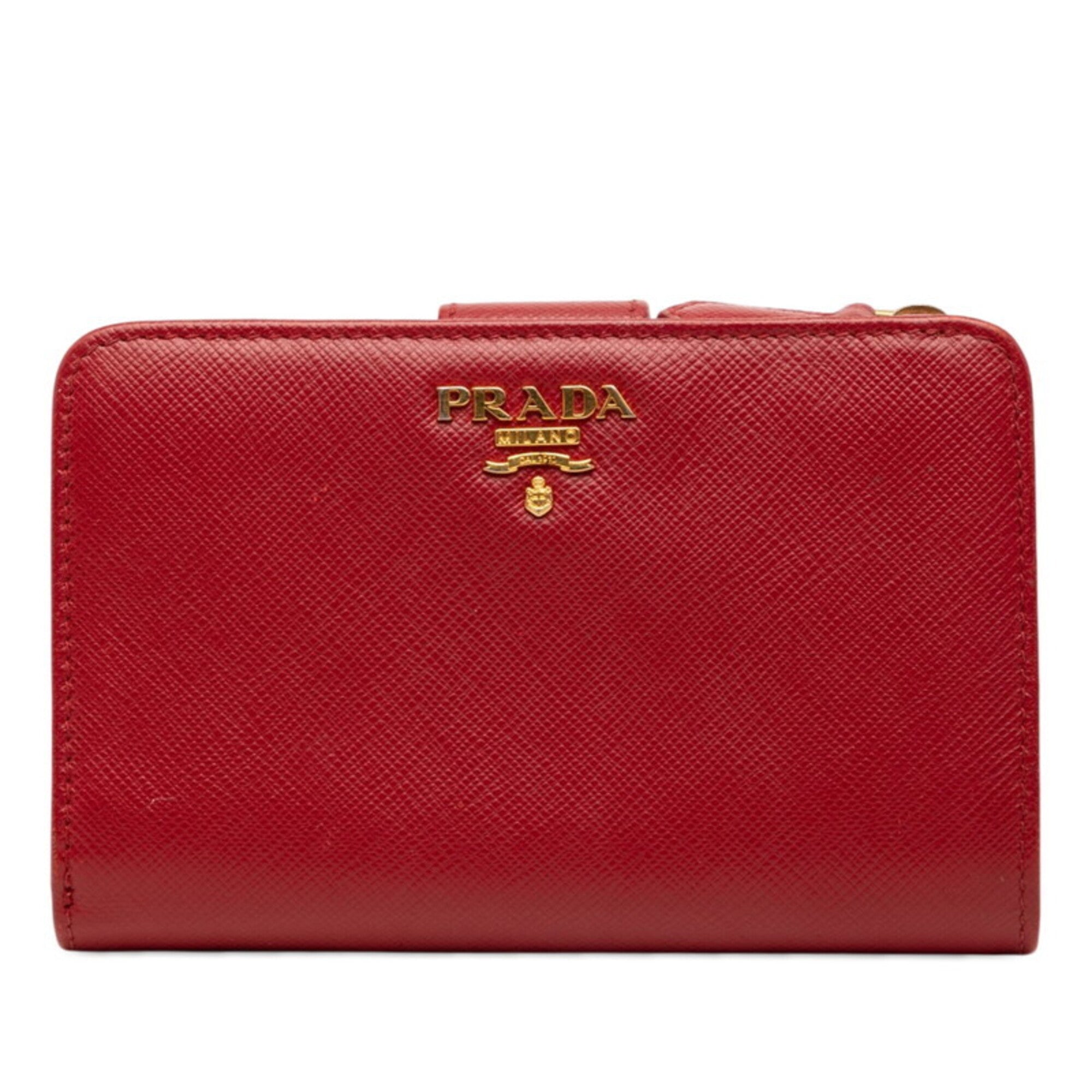 Prada Red Color Leather Wallet (Bi-Fold) (Pre-Owned)
