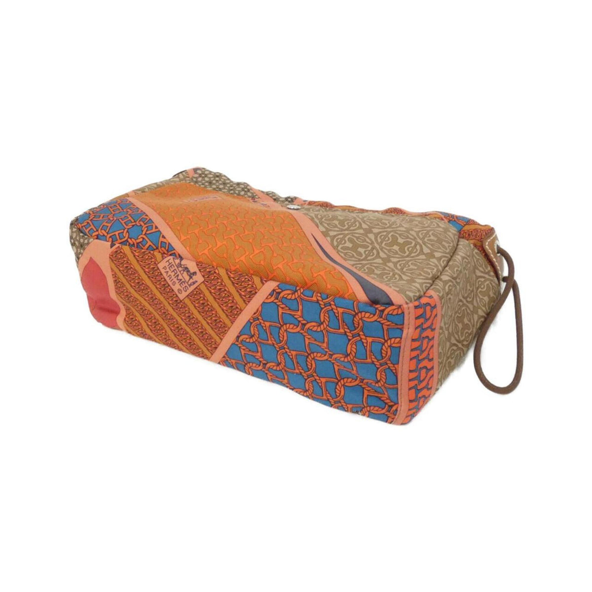 Hermes Fauve Feu Silk Barenia Leather Handbag Pouch (Pre-Owned)