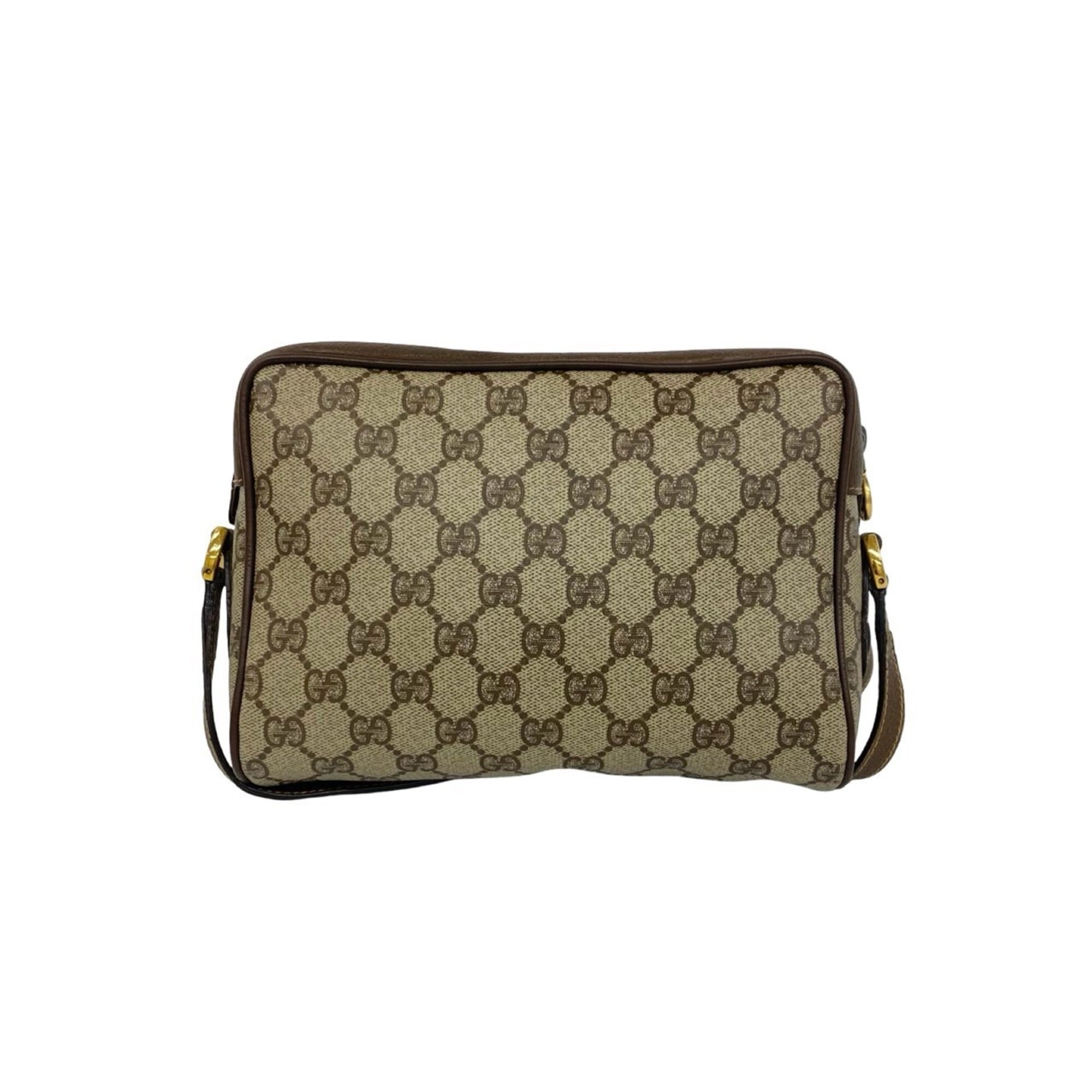 Gucci Brown Green Red Color Leather Pvc Shoulder Bag (Pre-Owned)