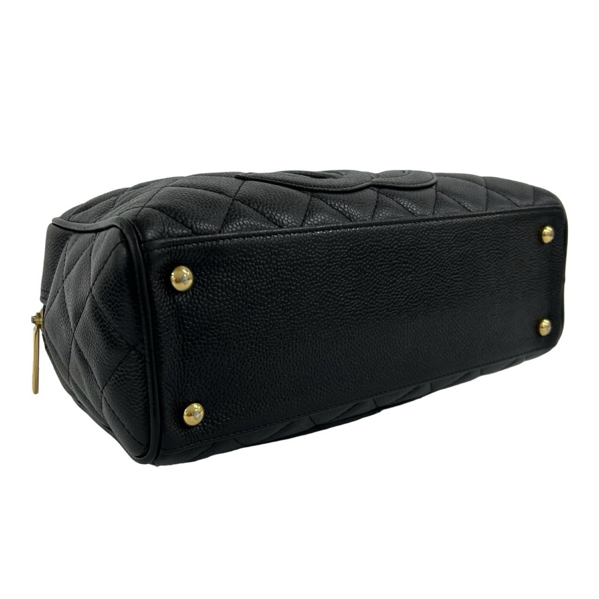 Chanel Black Grained Calfskin Boston Bag Handbag (Pre-Owned)