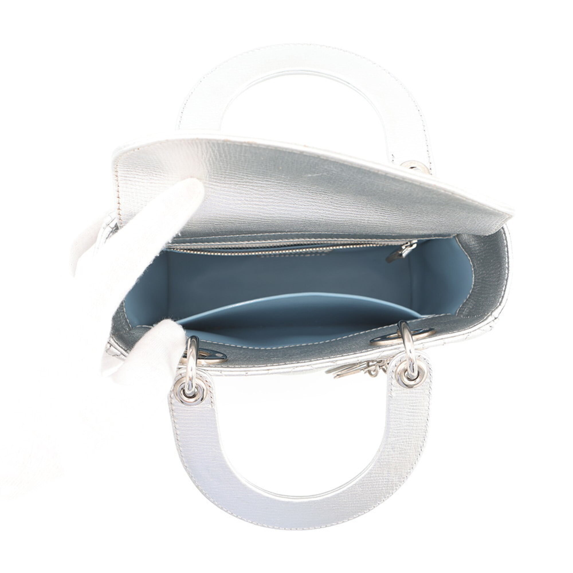 Christian Dior Silver Leather Handbag (Pre-Owned)