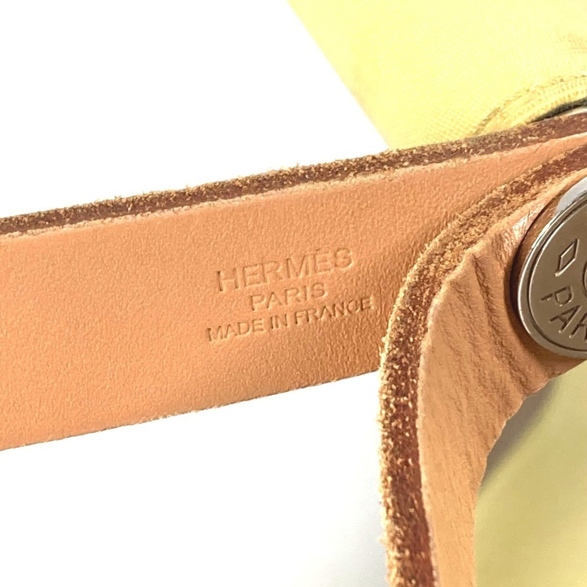 Hermes Beige Yellow Leather Canvas Shoulder Bag Tote Bag (Pre-Owned)