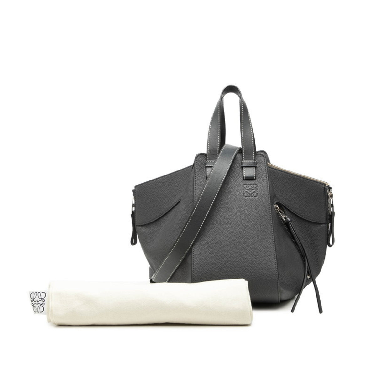 Loewe Gray Leather Handbag Shoulder Bag (Pre-Owned)