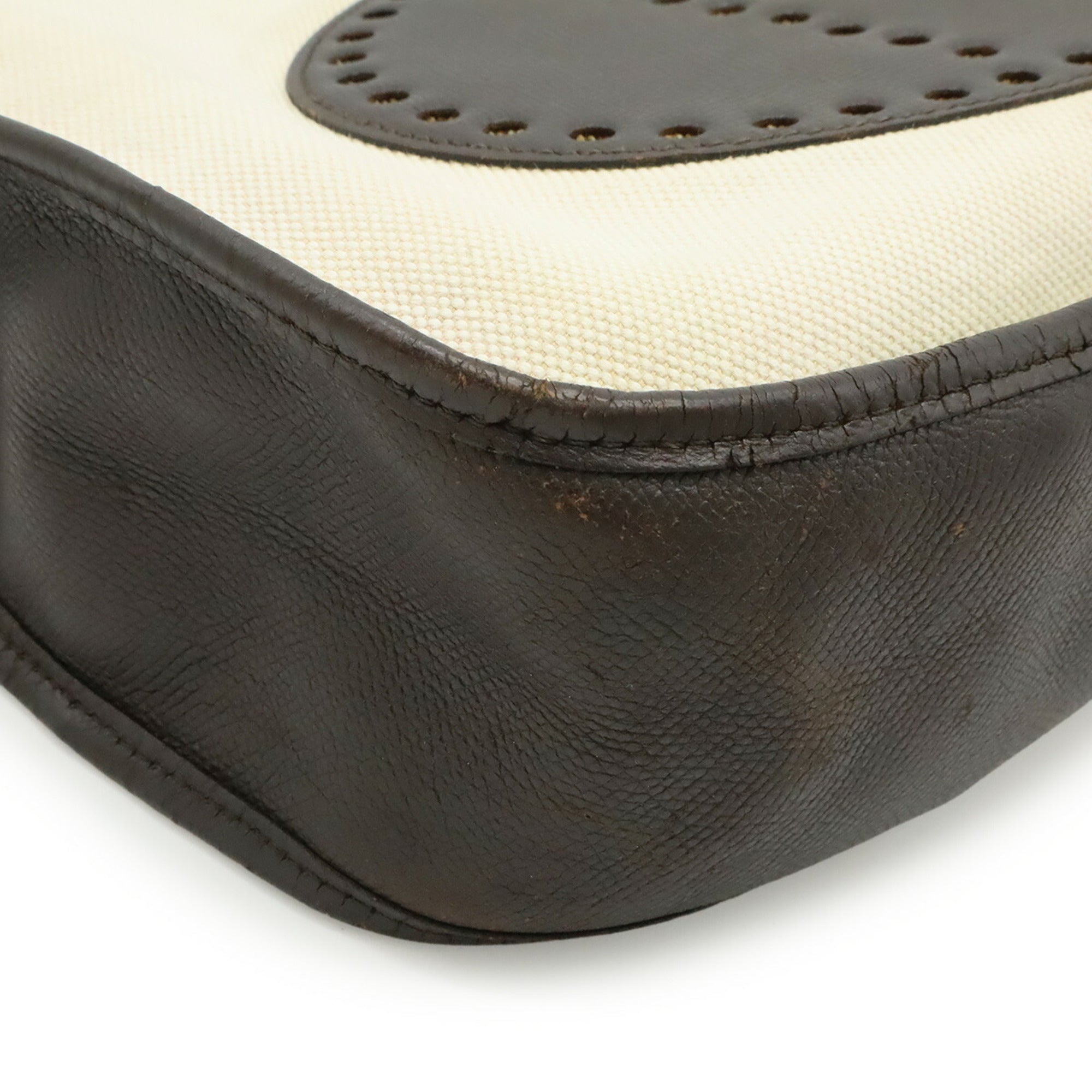 Hermes Dark Brown Natural Toile H Shoulder Bag (Pre-Owned)
