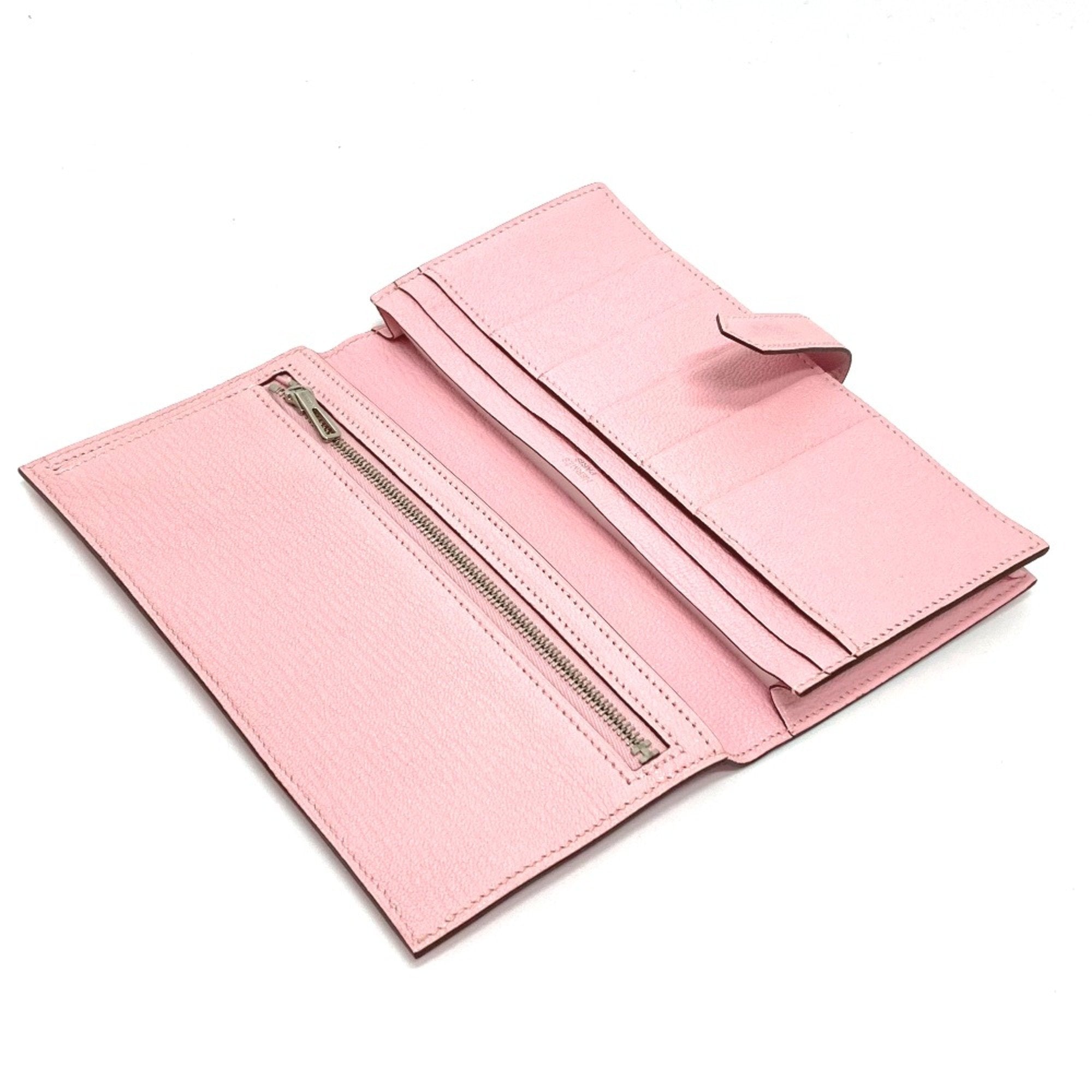 Hermes Pink Leather Long Wallet (Bi-Fold) (Pre-Owned)