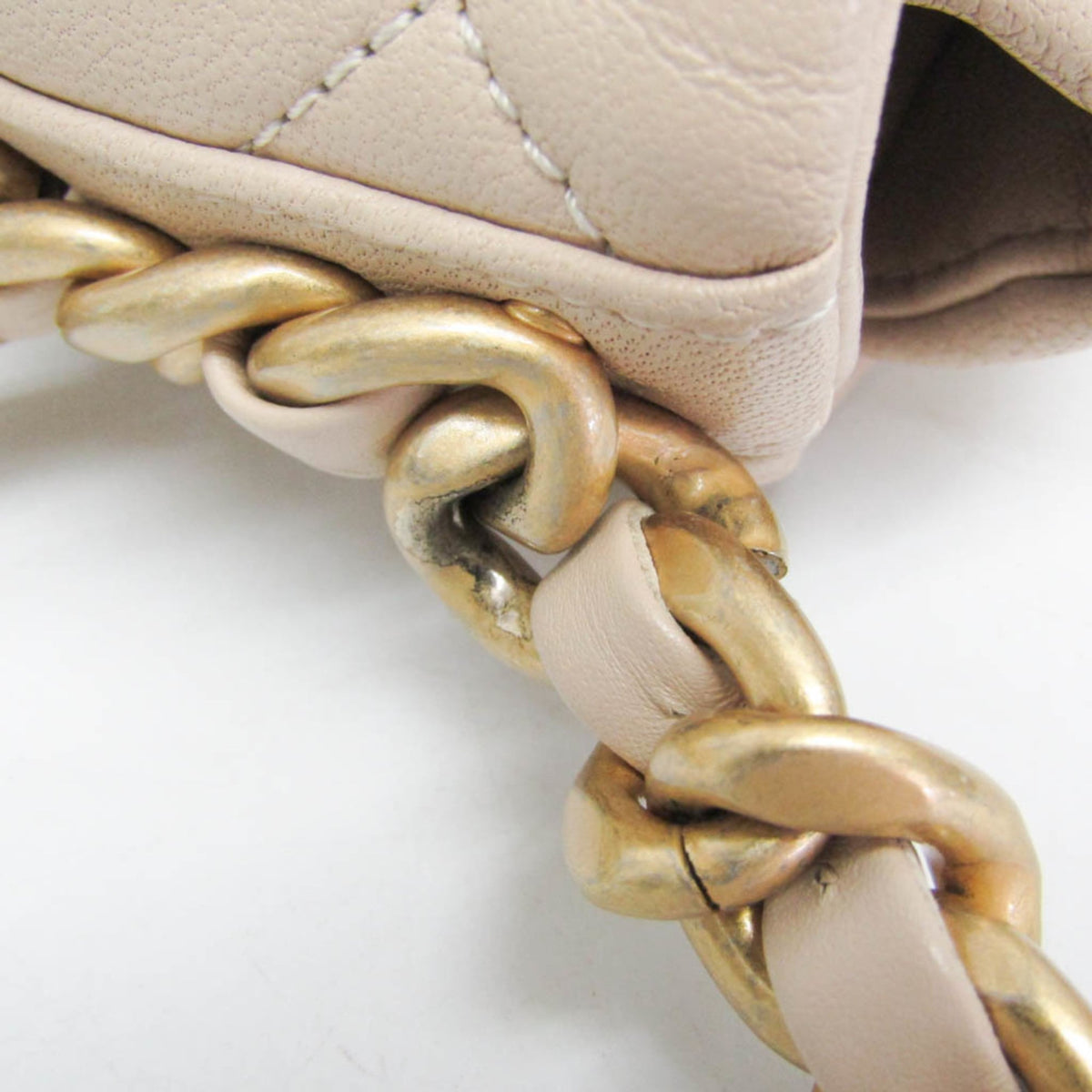 Chanel Light Beige Leather Shoulder Bag (Pre-Owned)