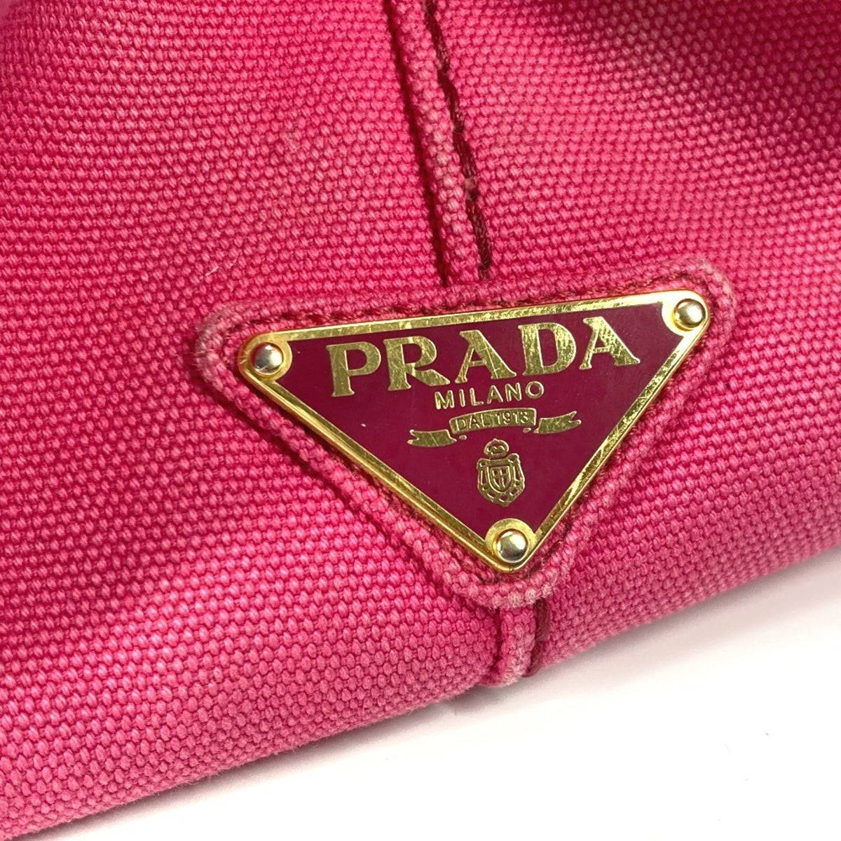 Prada Pink Canvas Handbag Tote Bag (Pre-Owned)