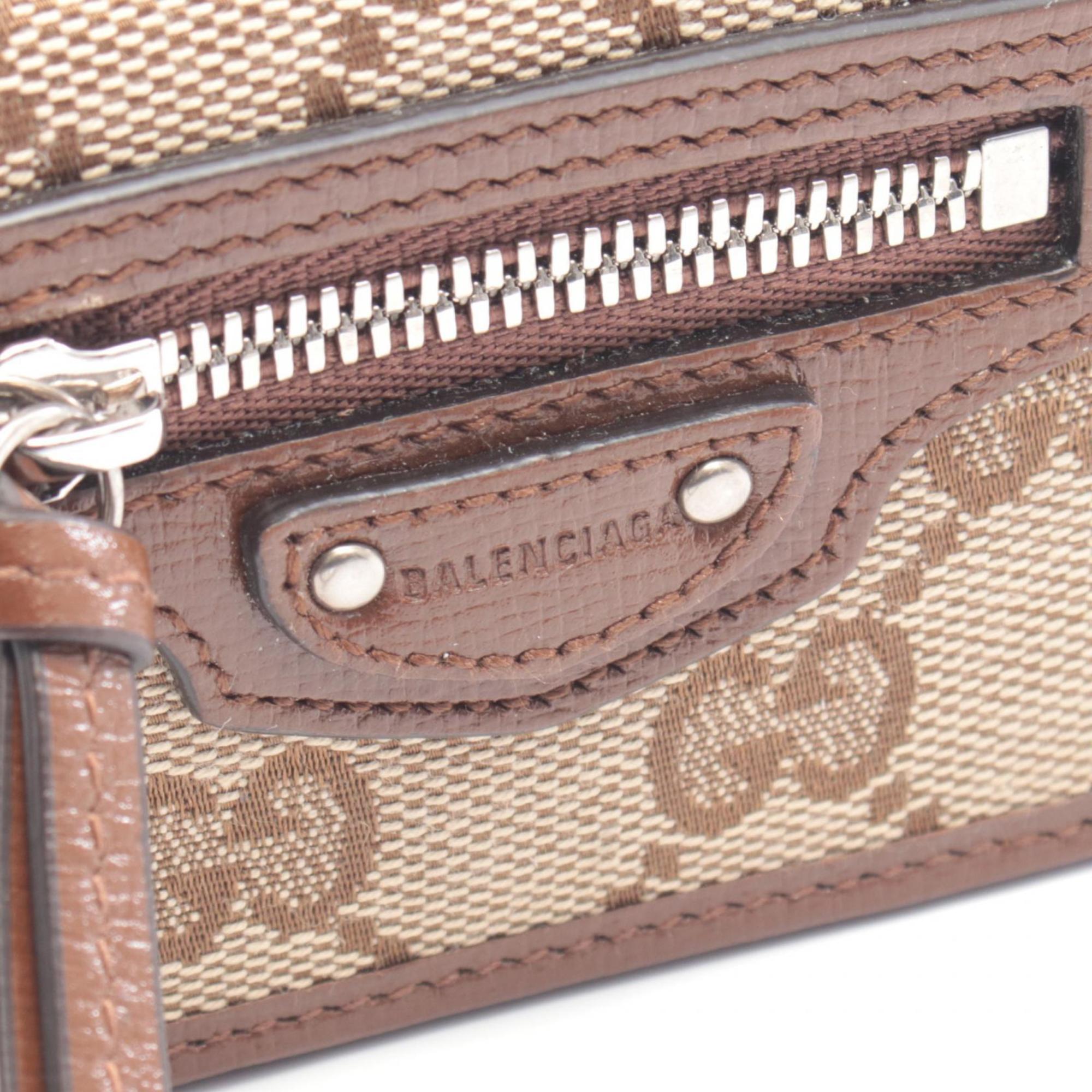 Gucci Beige Brown Canvas Leather Wallet (Tri-Fold) (Pre-Owned)