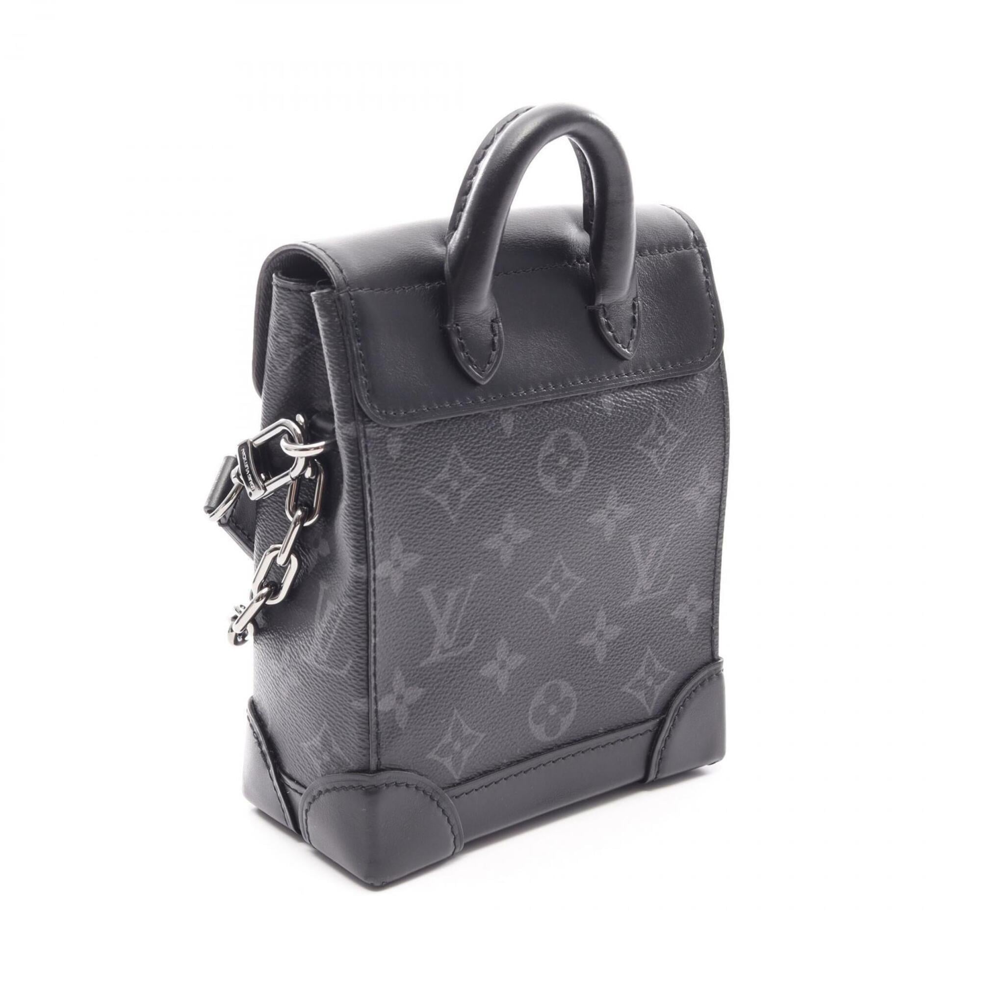 Louis Vuitton Black Coated Canvas Leather Handbag Shoulder Bag (Pre-Owned)