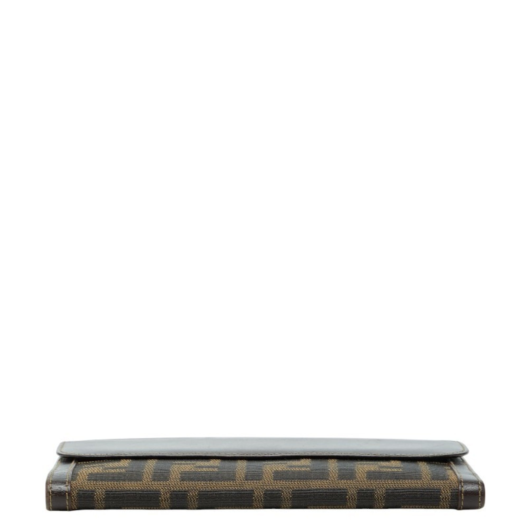 Fendi Brown Canvas Leather Long Wallet (Bi-Fold) (Pre-Owned)
