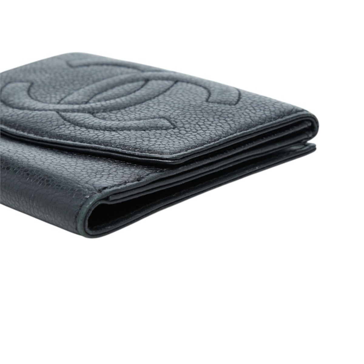 Chanel Black Grained Calfskin Wallet (Bi-Fold) (Pre-Owned)
