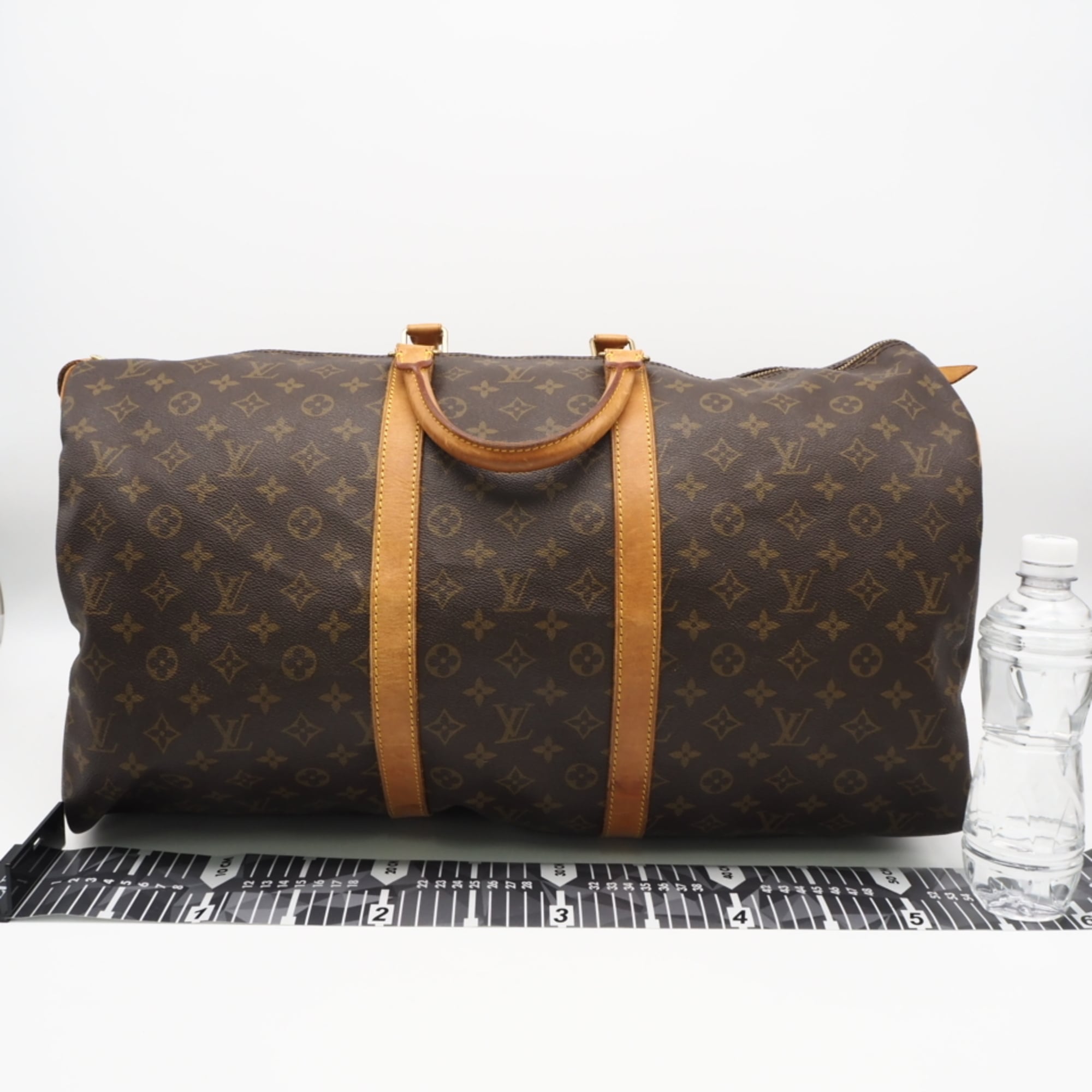 Louis Vuitton Monogram Beige Brown Coated Canvas Leather Boston Bag (Pre-Owned)