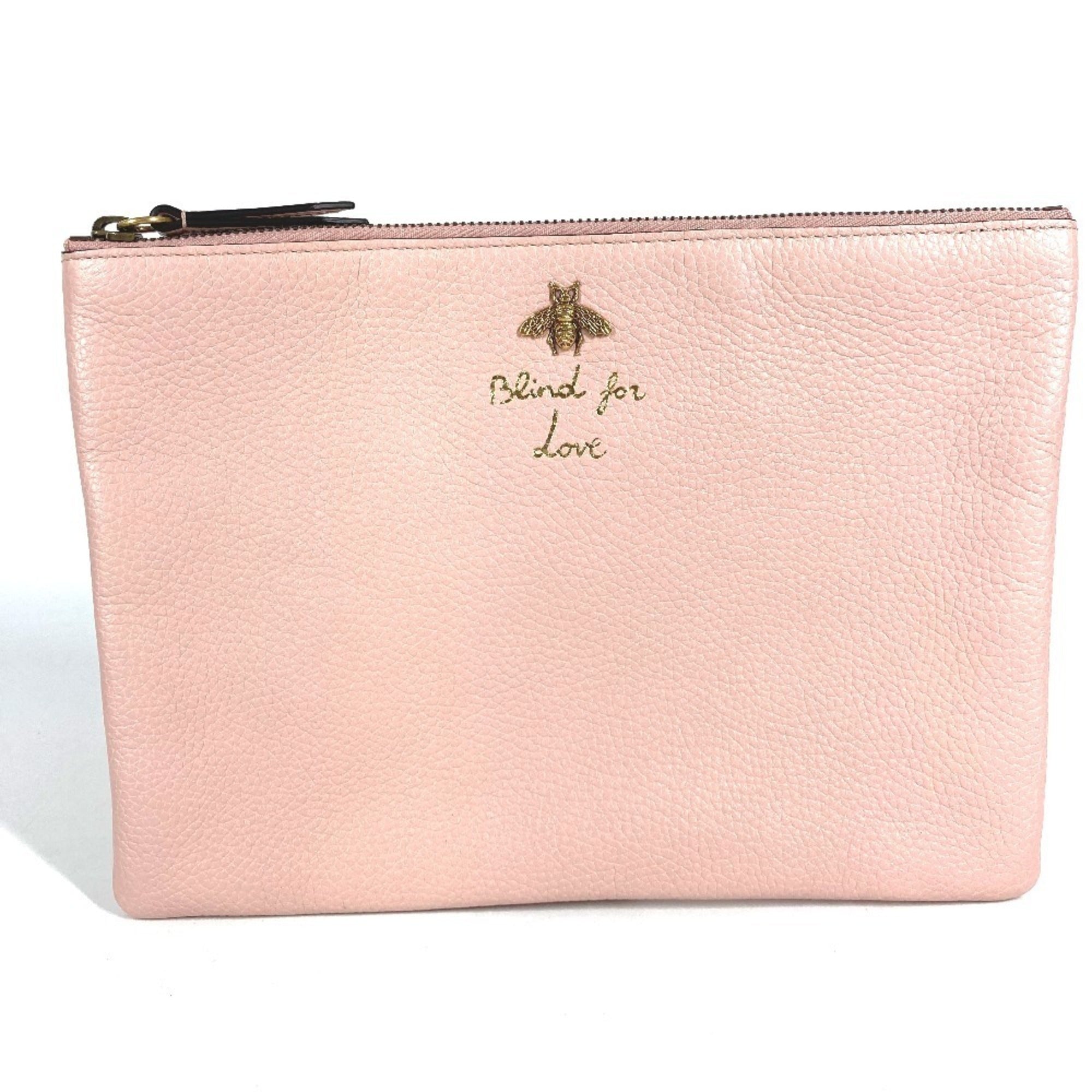 Gucci Pink Leather Clutch Bag Handbag Pouch (Pre-Owned)