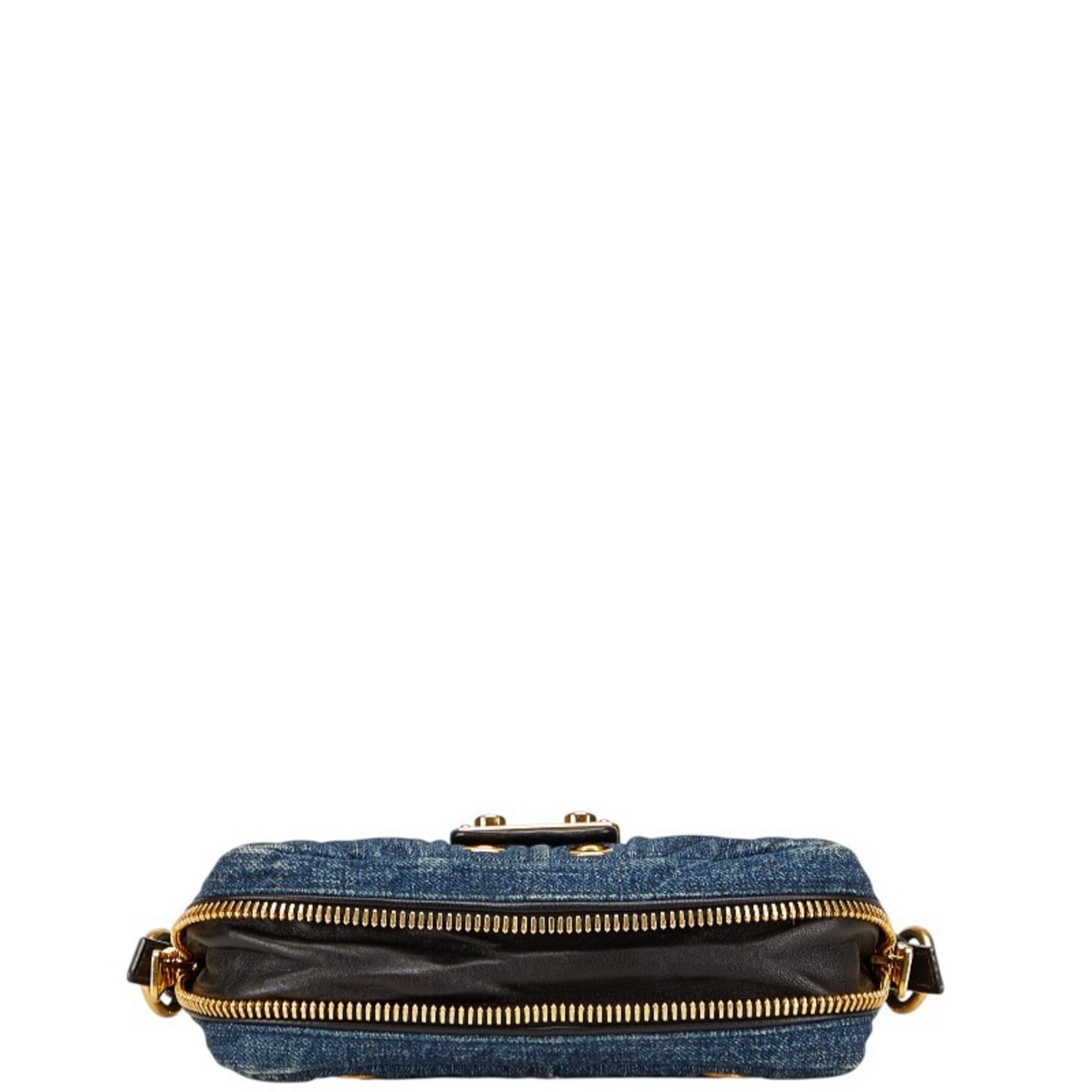Miu Miu Multi-Color Denim Leather Shoulder Bag (Pre-Owned)