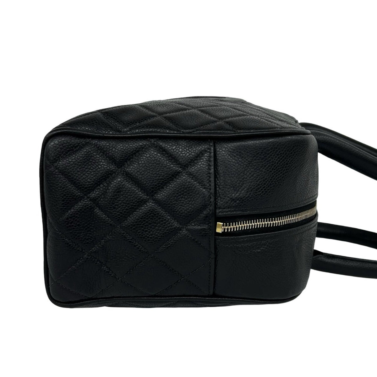 Chanel Black Grained Calfskin Boston Bag Handbag (Pre-Owned)