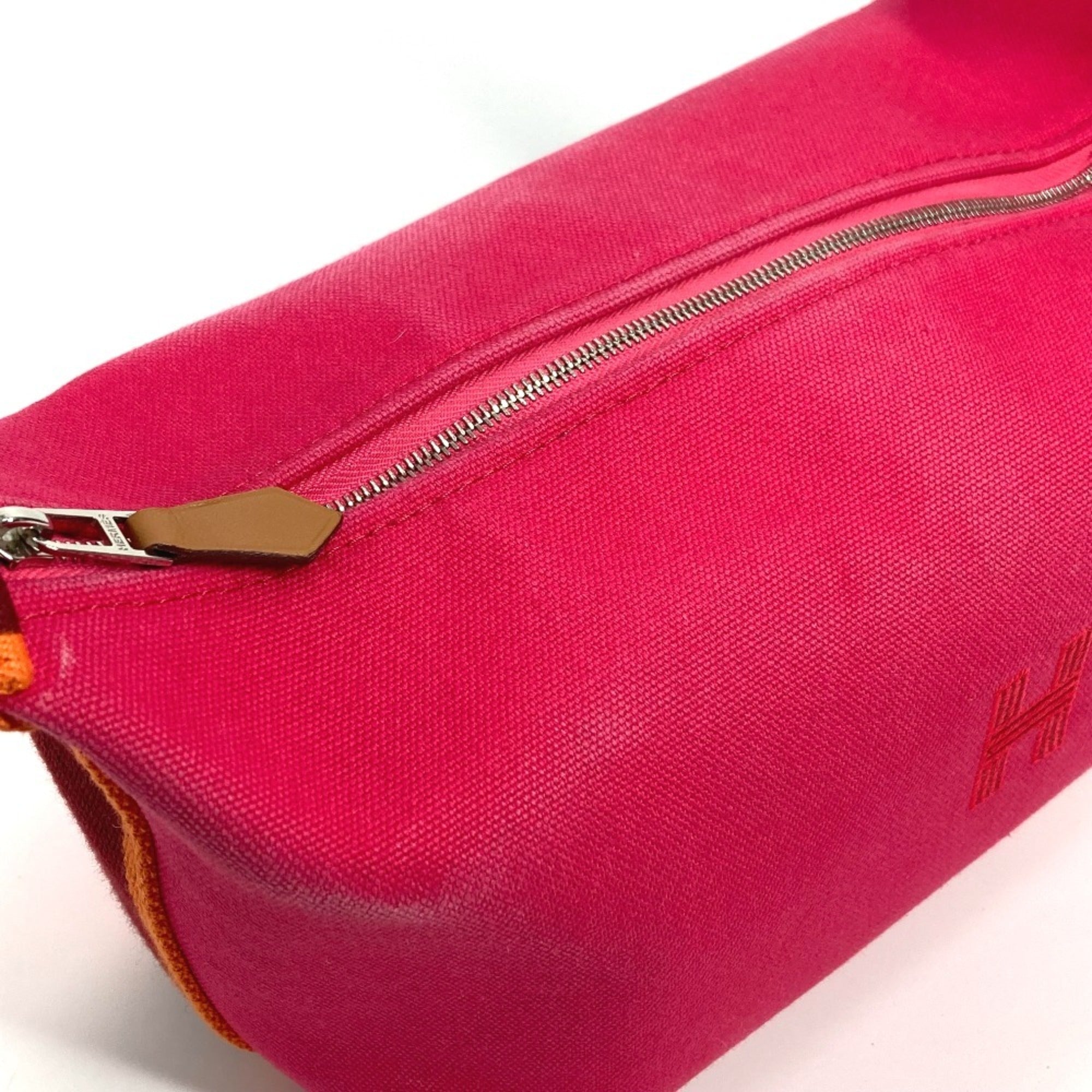 Hermes Pink Canvas Handbag Vanity Bag (Pre-Owned)