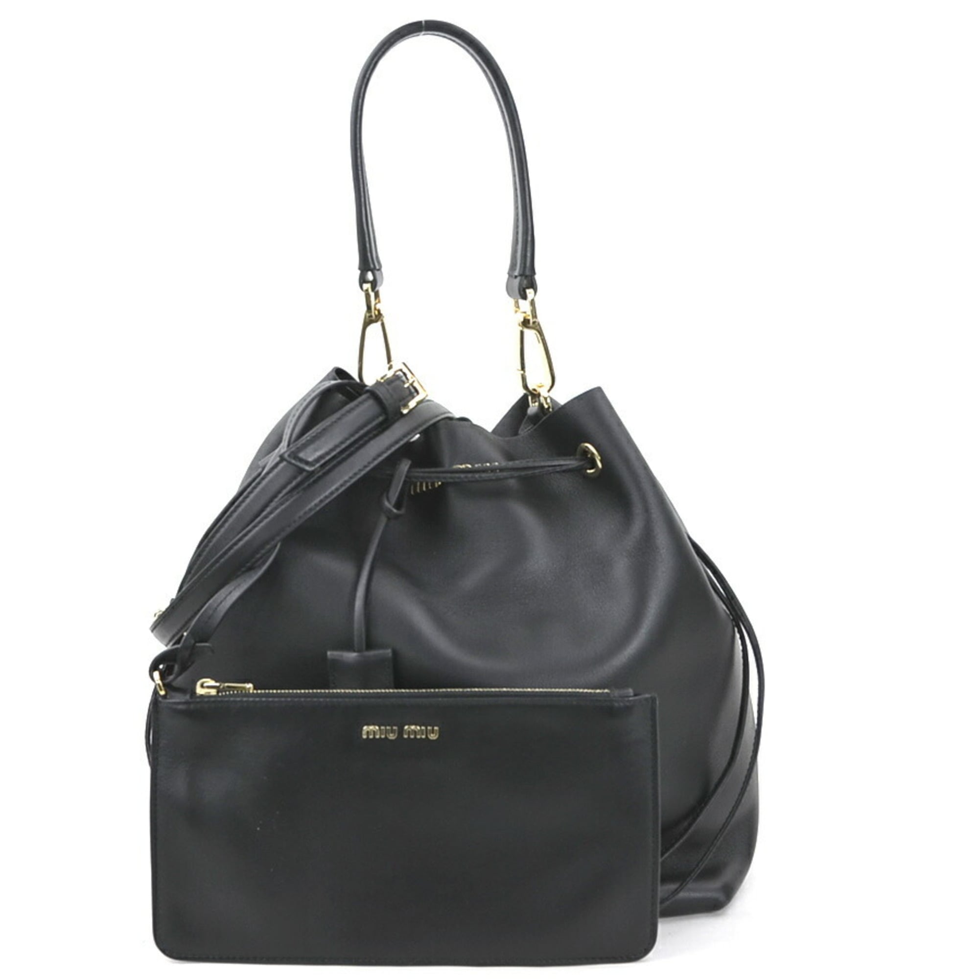 Miu Miu Black Leather Handbag Shoulder Bag (Pre-Owned)
