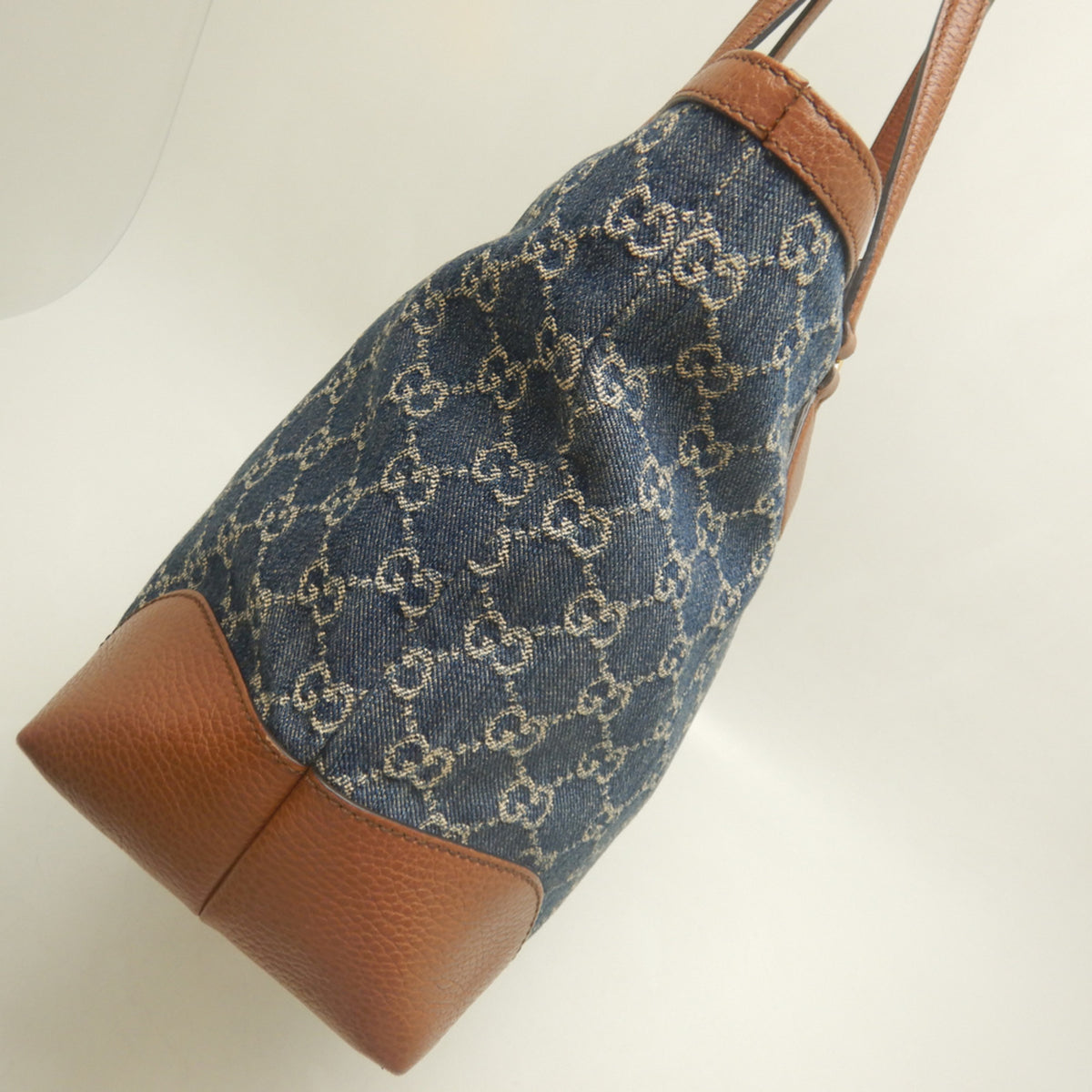 Gucci Ophidia Blue Brown Denim Leather Tote Bag (Pre-Owned)