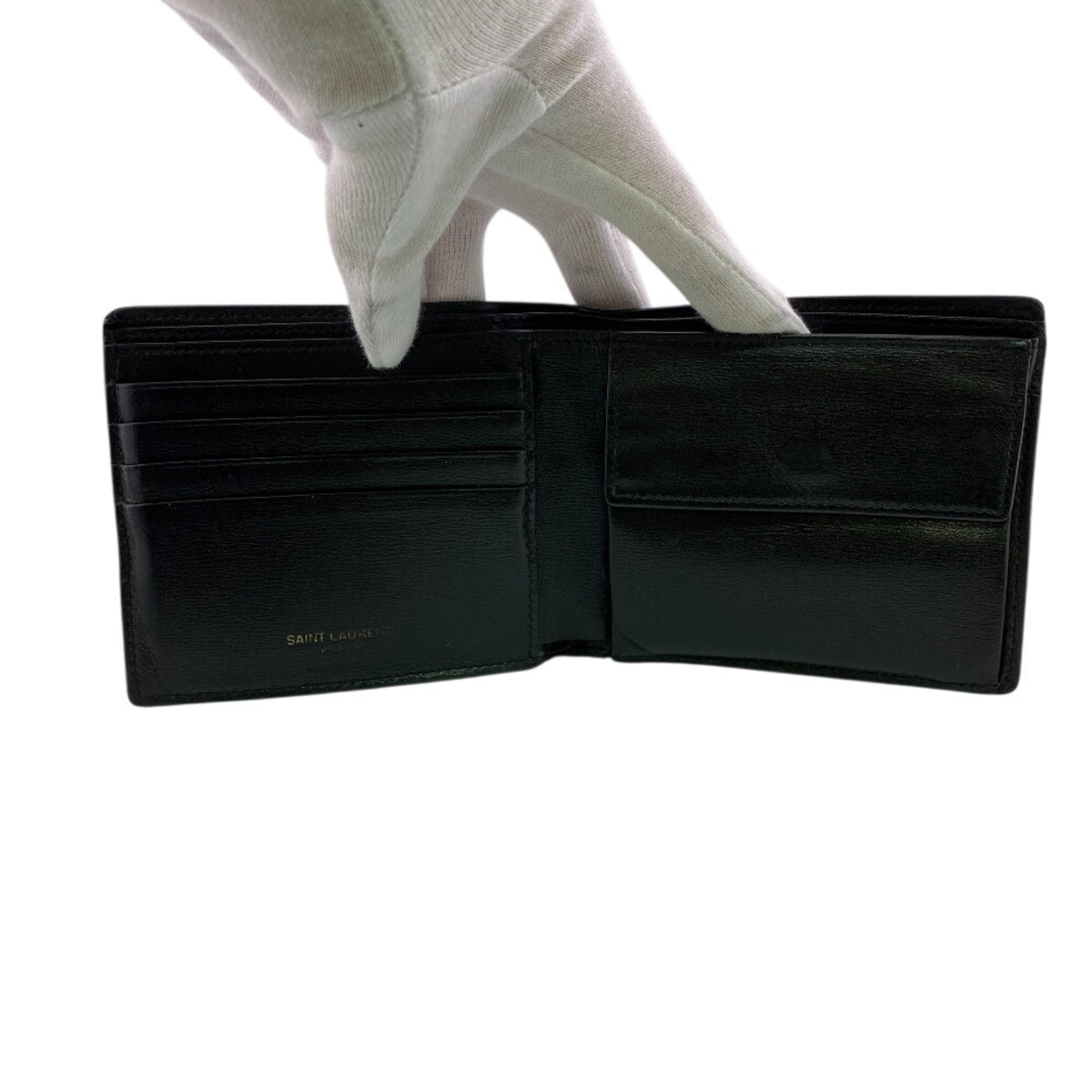 Yves Saint Laurent Black Leather Wallet (Bi-Fold) (Pre-Owned)