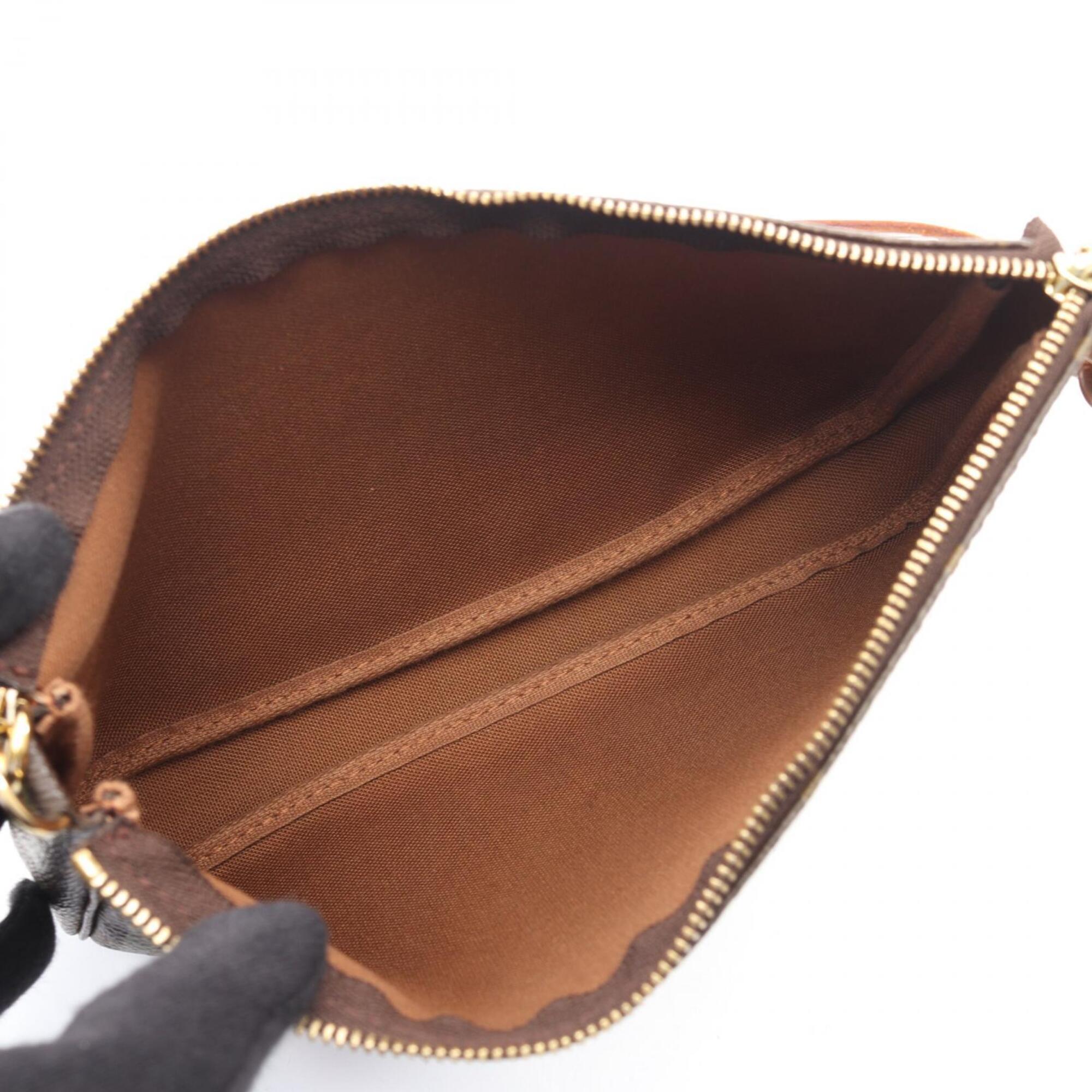 Louis Vuitton Brown Khaki Coated Canvas Leather Handbag Pochette (Pre-Owned)