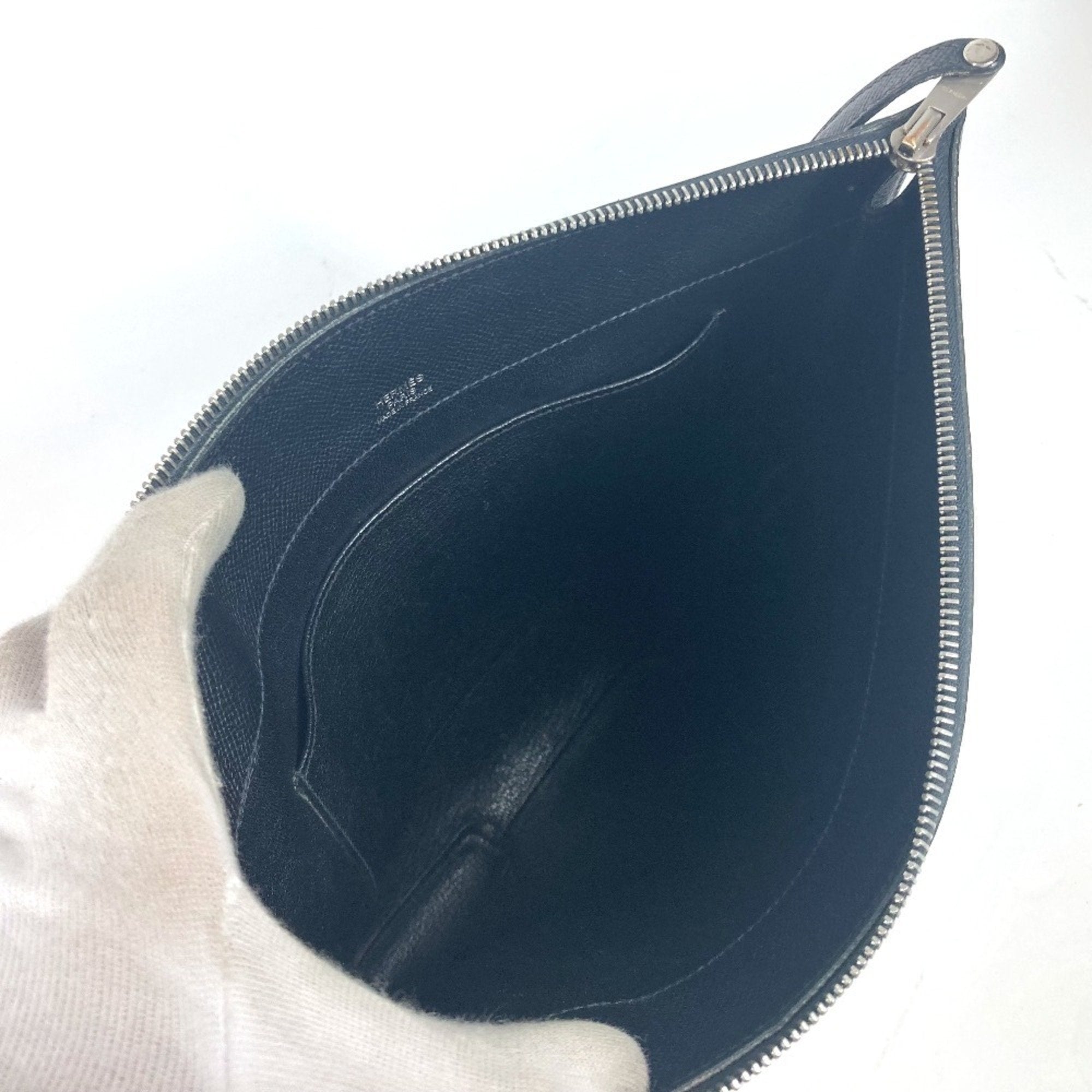 Hermes Black Epsom Leather Clutch Bag Pouch (Pre-Owned)