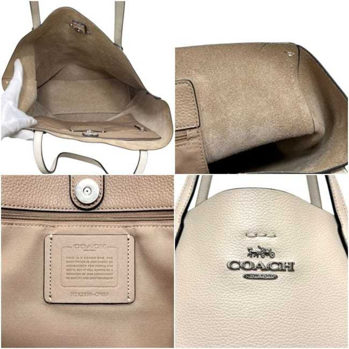 Coach Ivory Leather Tote Bag (Pre-Owned)