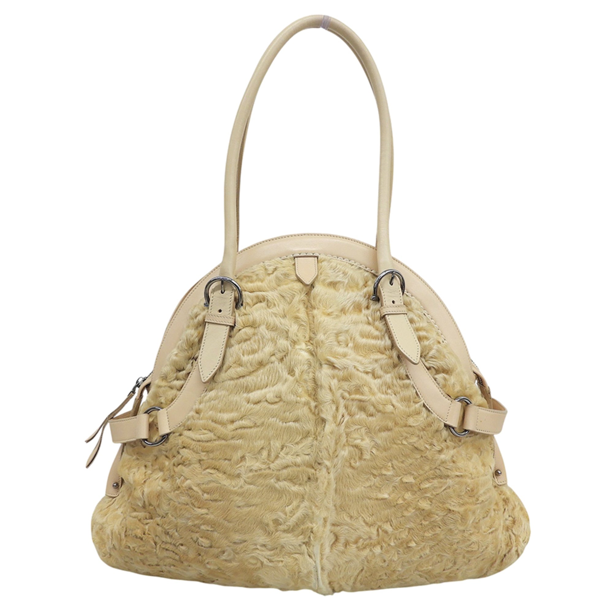 Salvatore Ferragamo Beige Fur Shoulder Bag (Pre-Owned)