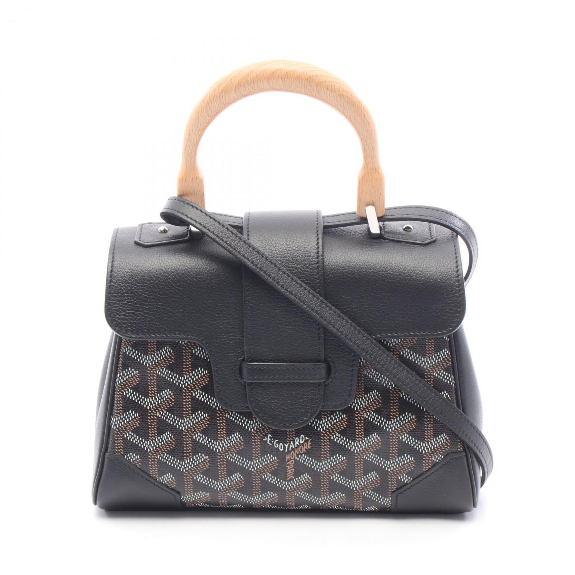 Goyard Black Brown White Coated Canvas Leather Handbag (Pre-Owned)