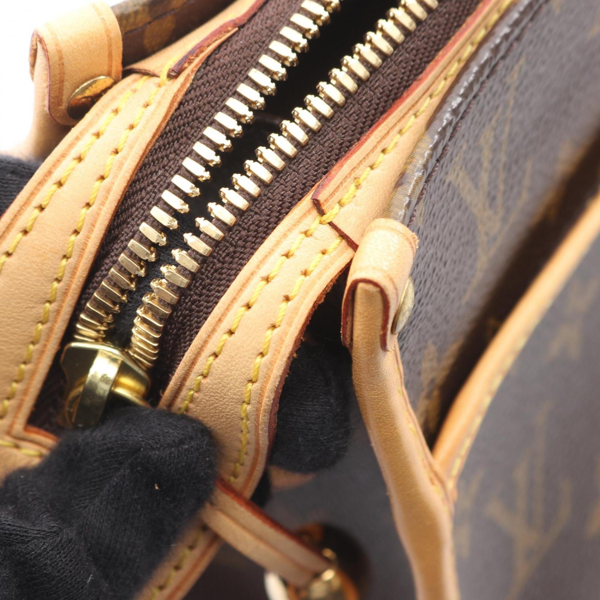 Louis Vuitton Brown Coated Canvas Leather Handbag Shoulder Bag (Pre-Owned)