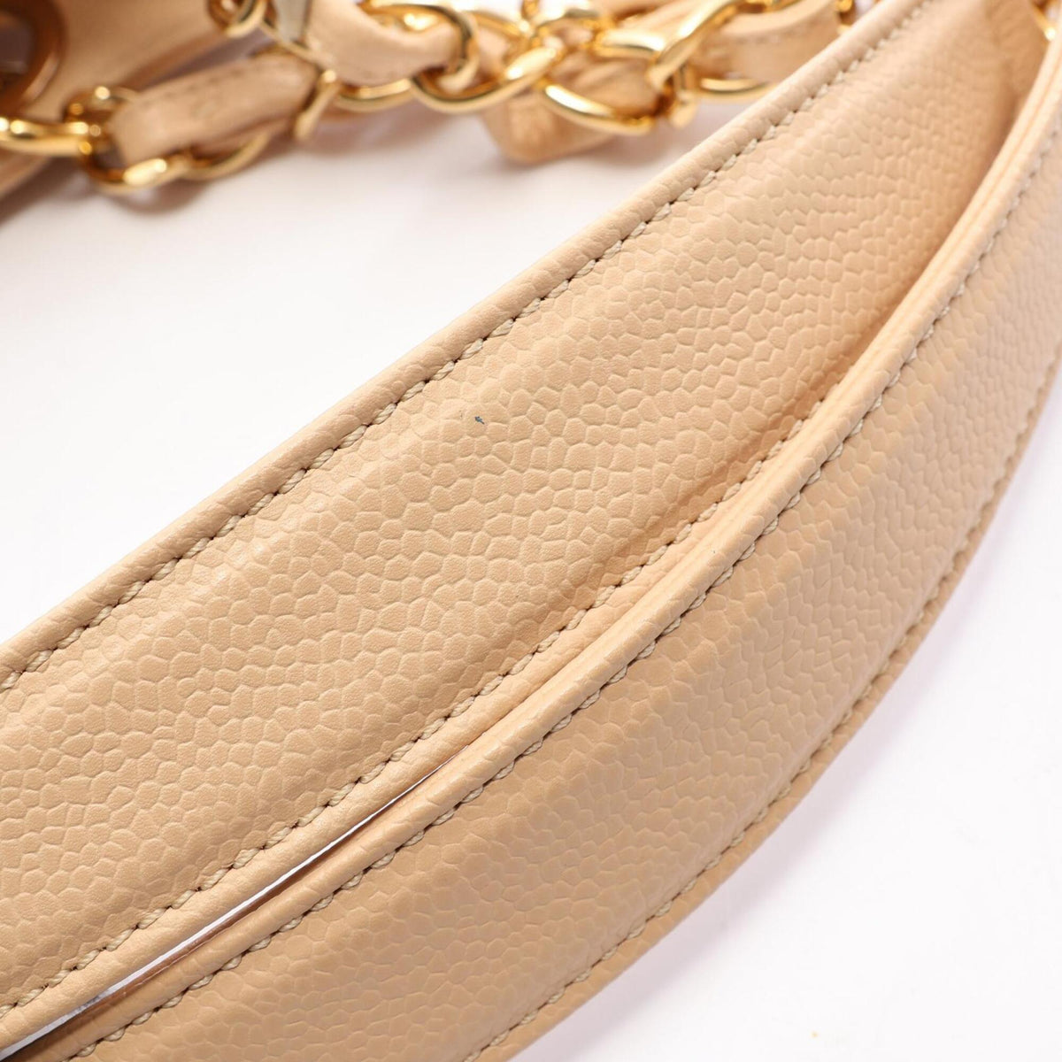 Chanel Beige Grained Calfskin Handbag Tote Bag (Pre-Owned)