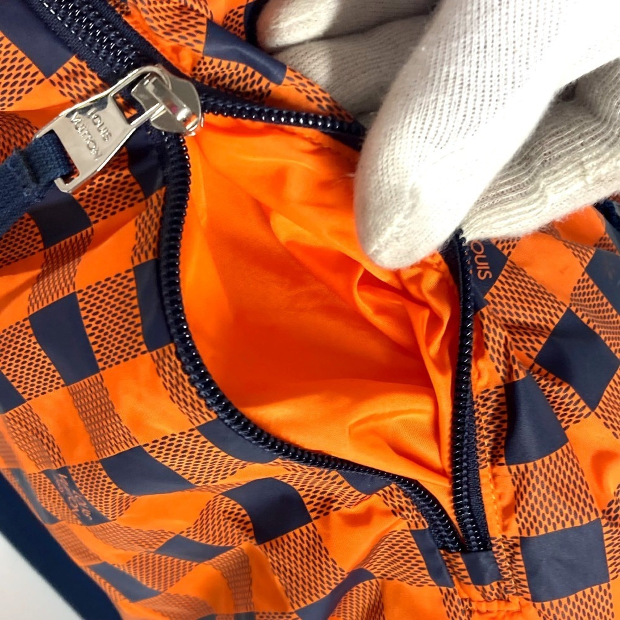 Louis Vuitton Damier Canvas Navy Orange Nylon Backpack (Pre-Owned)