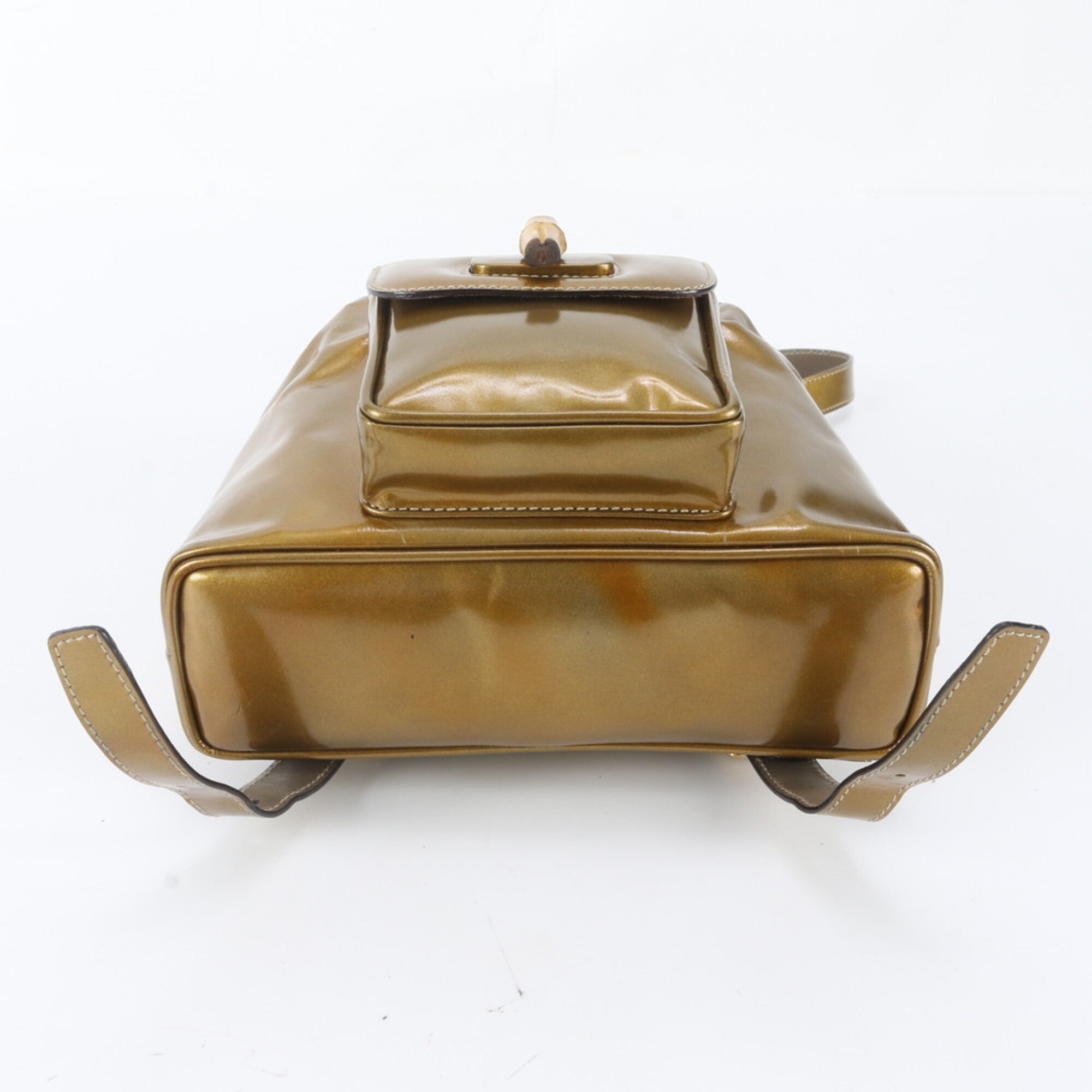 Gucci Gold Leather Backpack Handbag Shoulder Bag (Pre-Owned)
