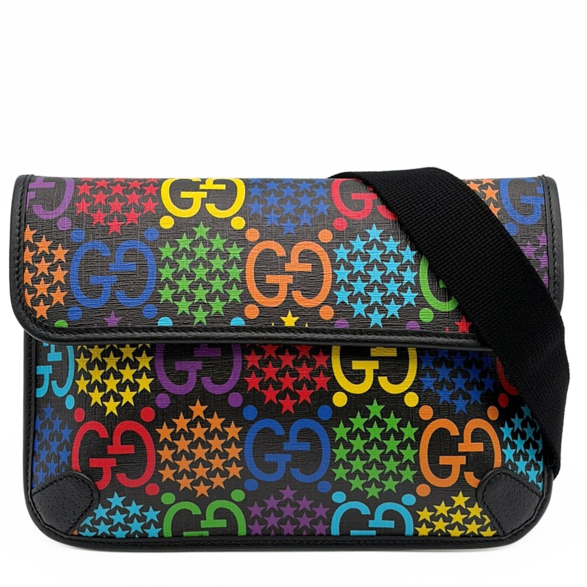 Gucci Black Multi-Color Pvc Leather Fanny Pack Sling Bag (Pre-Owned)