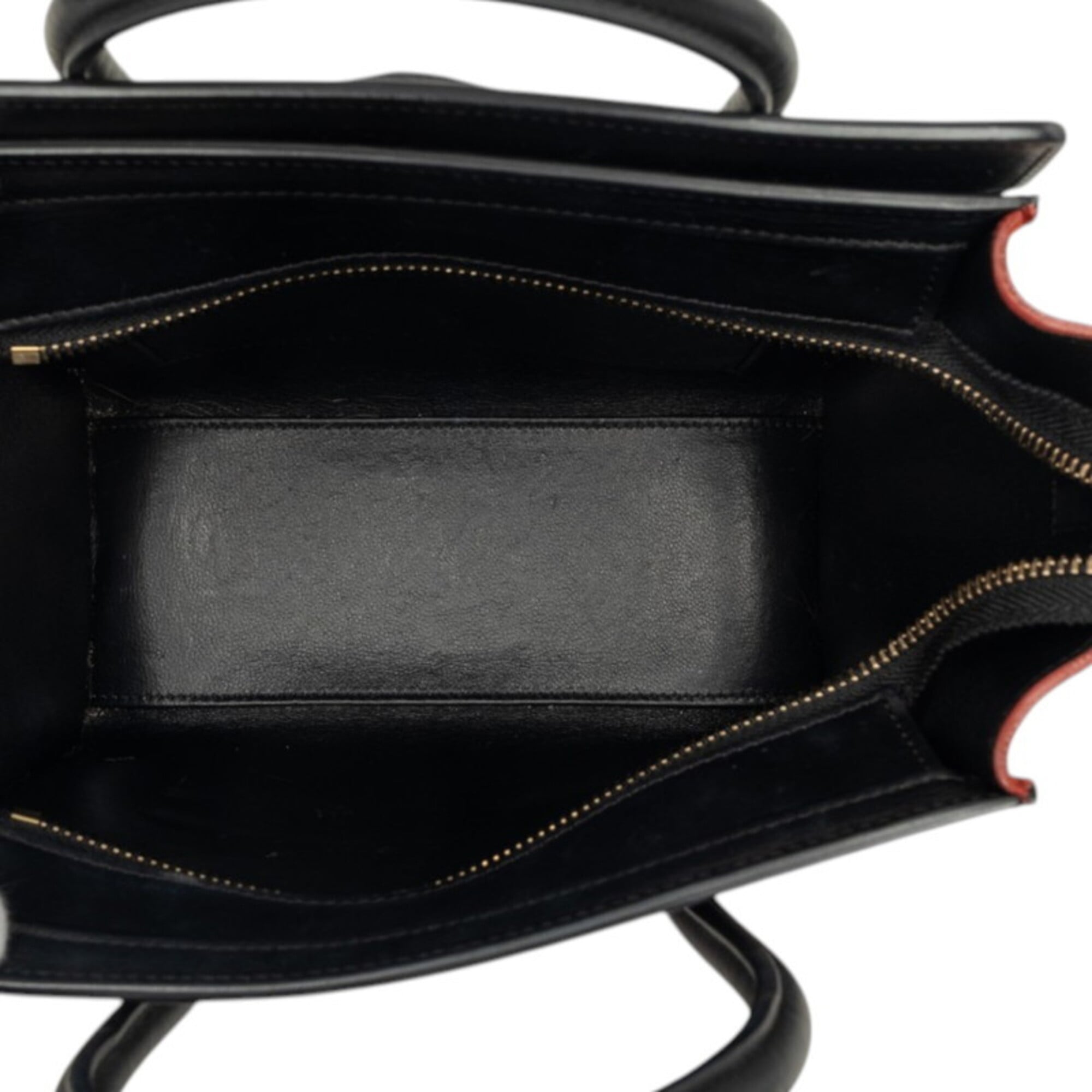 Celine Beige Black Red Color Leather Handbag Shoulder Bag (Pre-Owned)