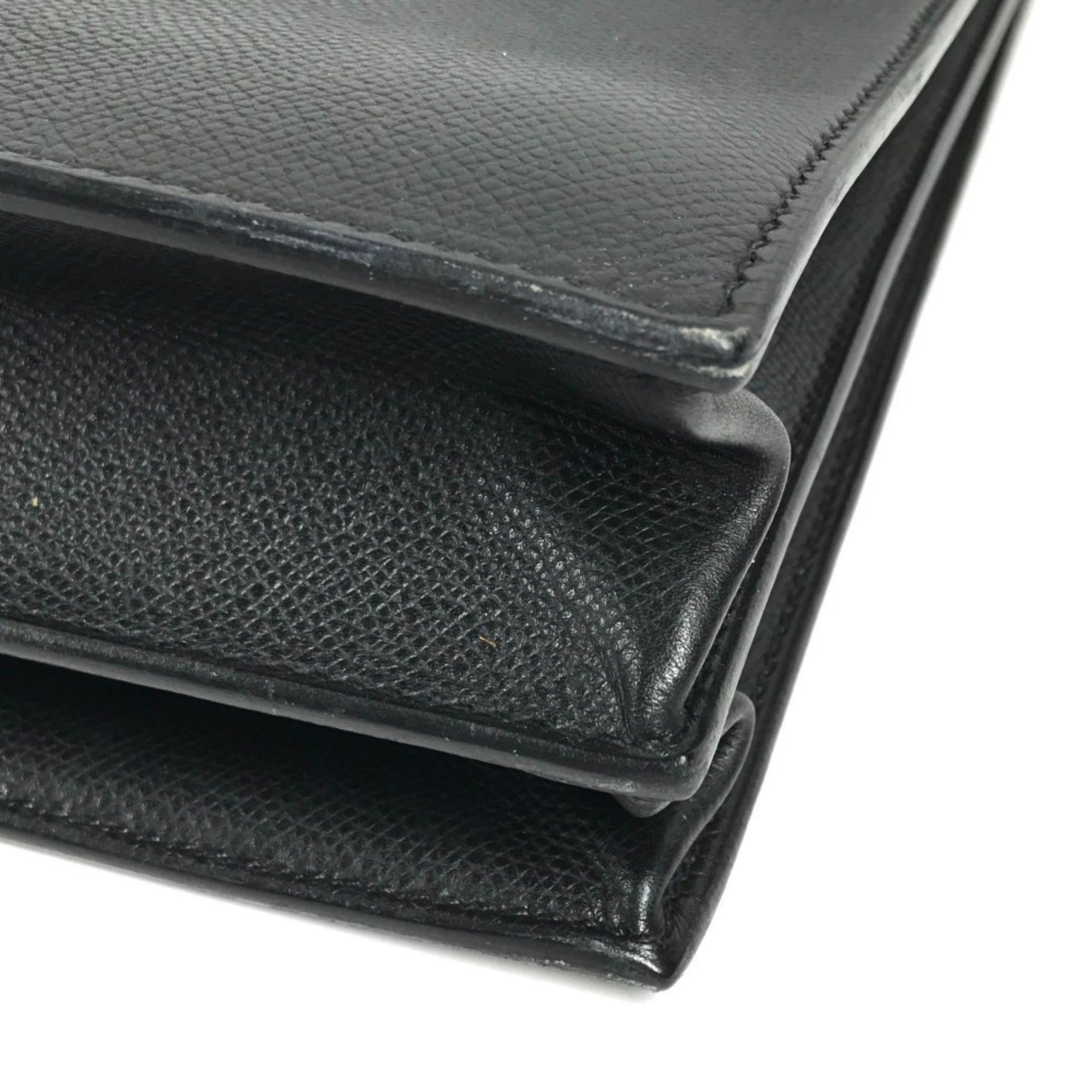Hermes Black Leather Handbag Tote Bag (Pre-Owned)