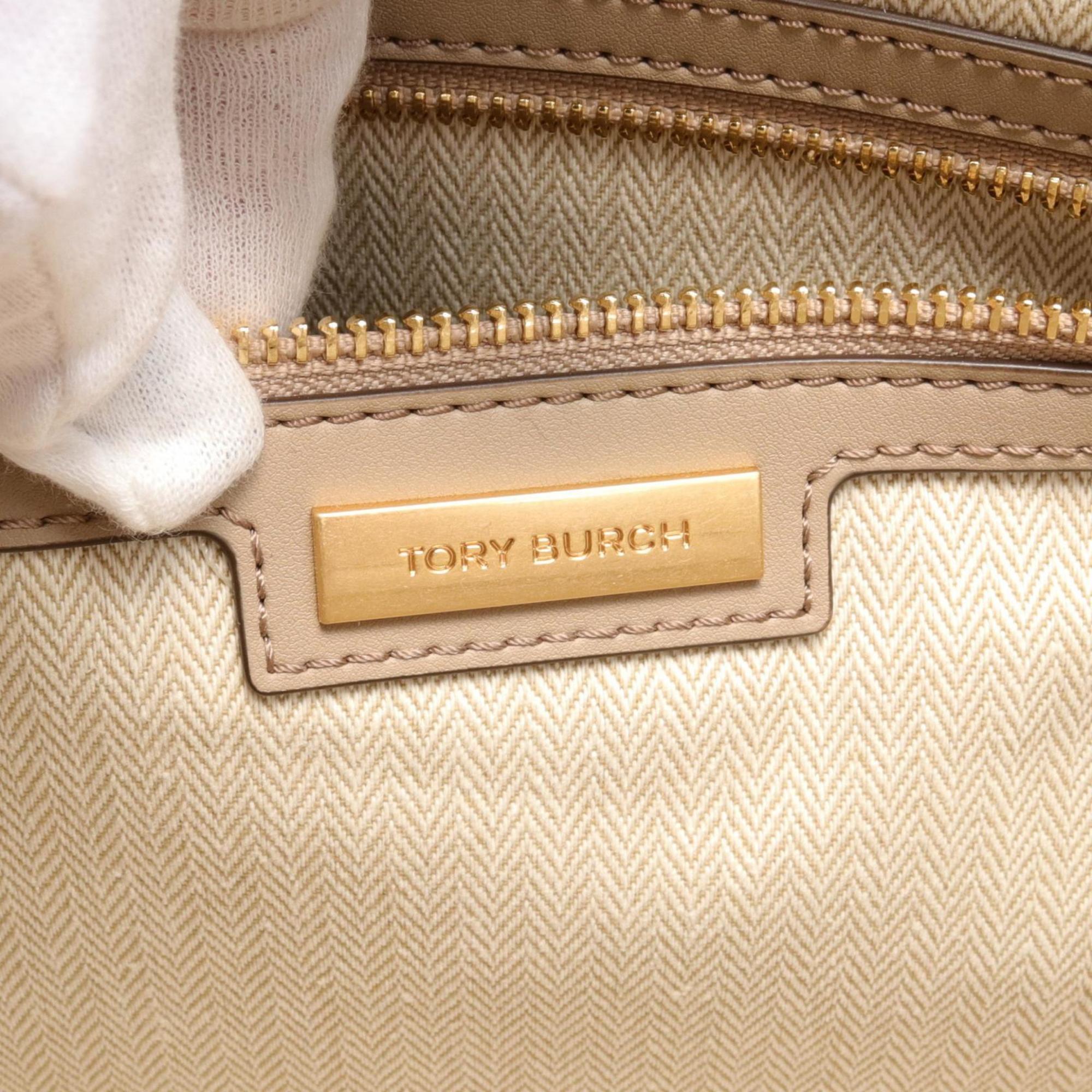 Tory Burch Beige Faux Leather Tote Bag (Pre-Owned)