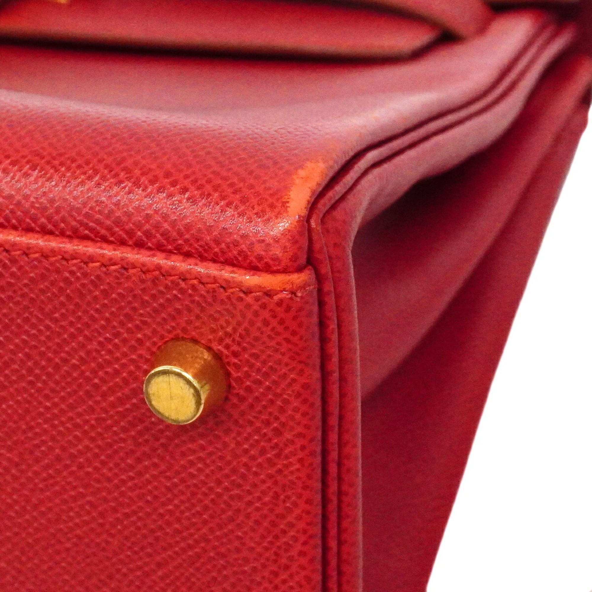Hermes Rouge Vif Courchevel Leather Handbag (Pre-Owned)