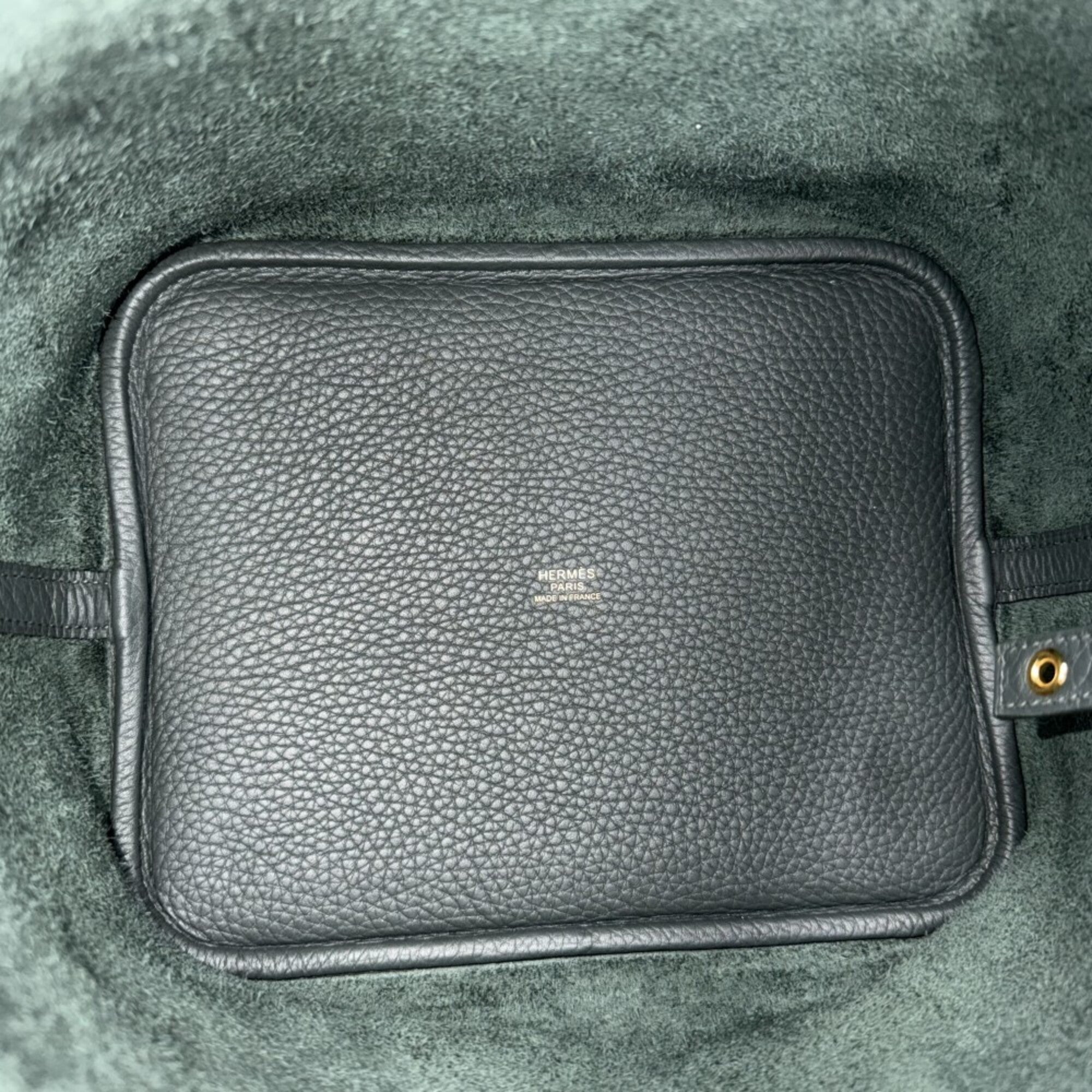 Hermes Green Taurillon Clemence Leather Handbag (Pre-Owned)