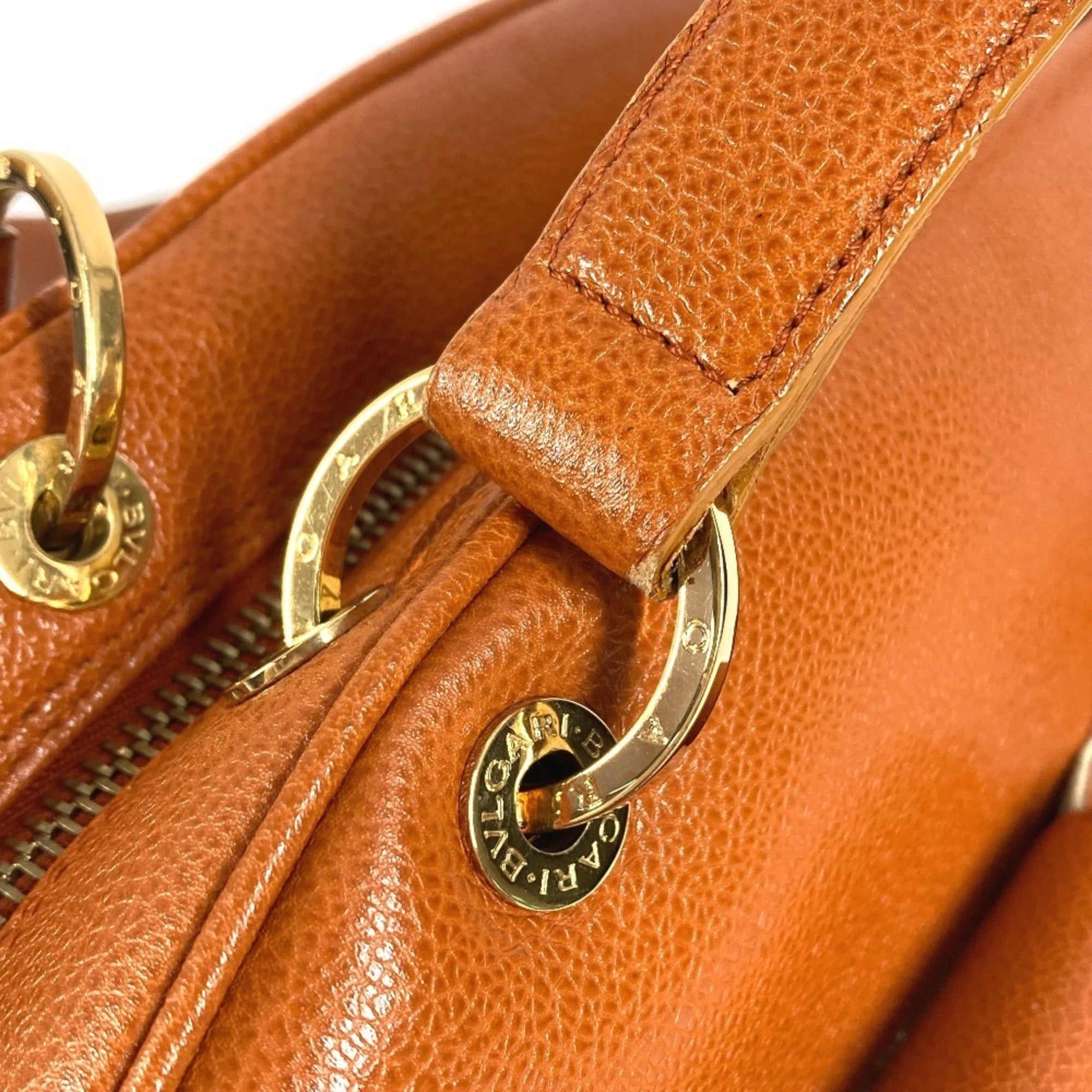 Bvlgari Brown Leather Boston Bag Shoulder Bag (Pre-Owned)