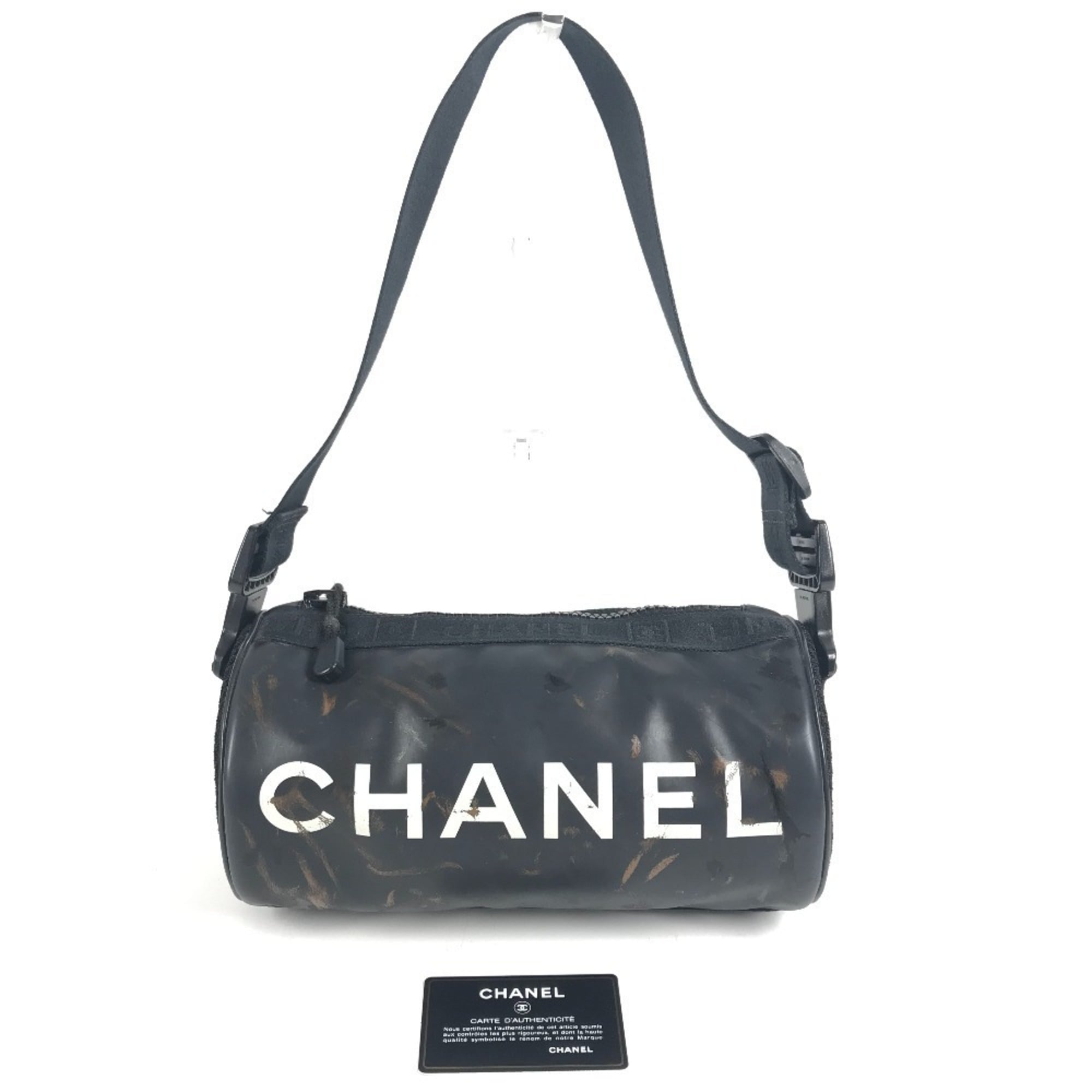 Chanel Black White Nylon Shoulder Bag (Pre-Owned)