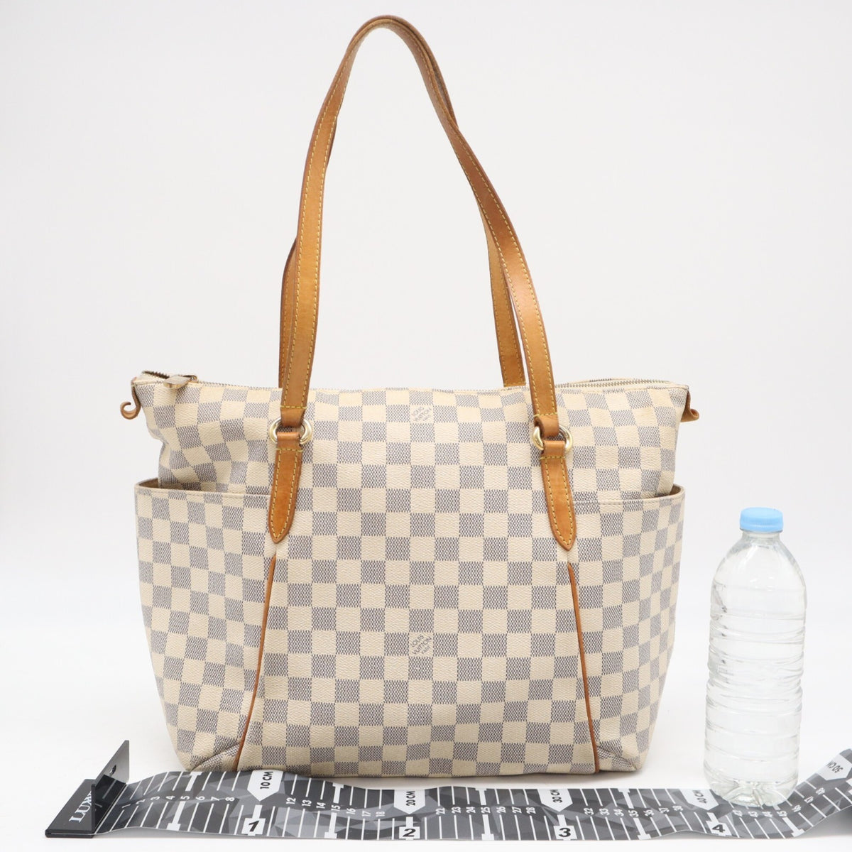 Louis Vuitton Azur Gray White Coated Canvas Leather Handbag (Pre-Owned)