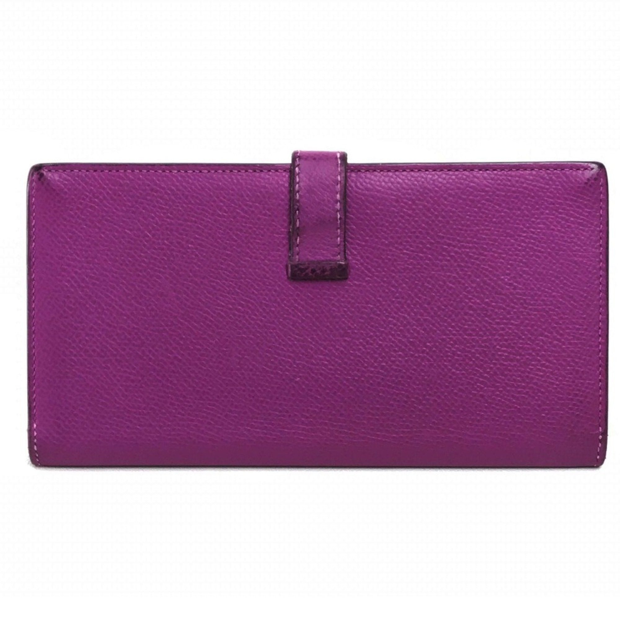 Hermes Purple Leather Long Wallet (Bi-Fold) (Pre-Owned)
