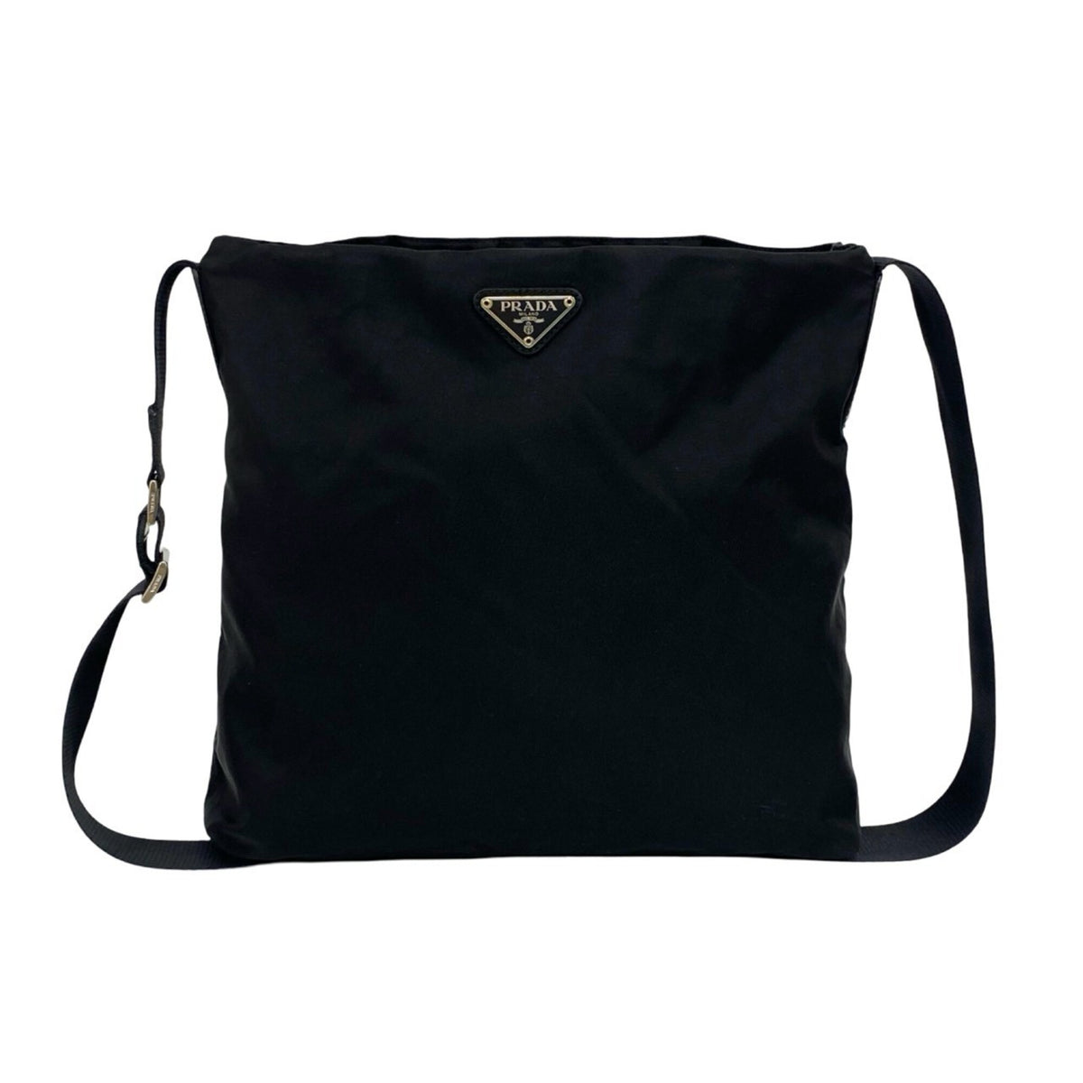Prada Black Nylon Leather Pochette Shoulder Bag (Pre-Owned)