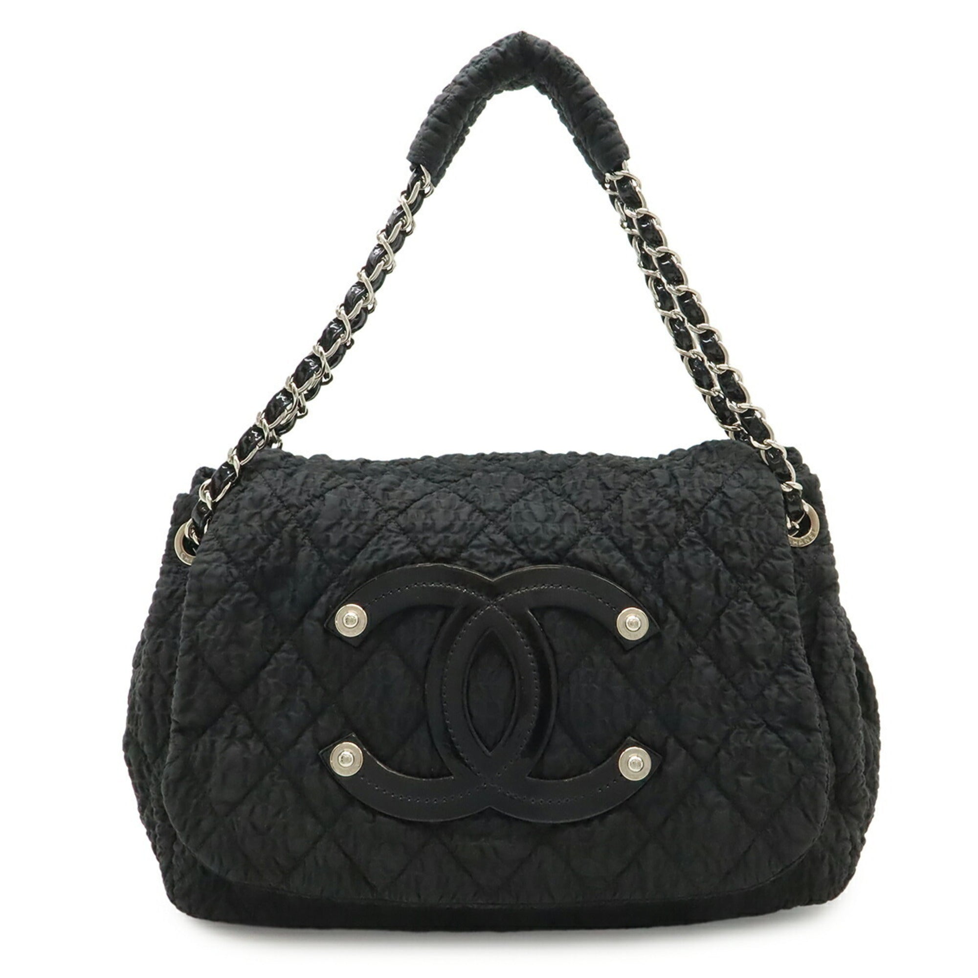 Chanel Black Nylon Leather Shoulder Bag (Pre-Owned)