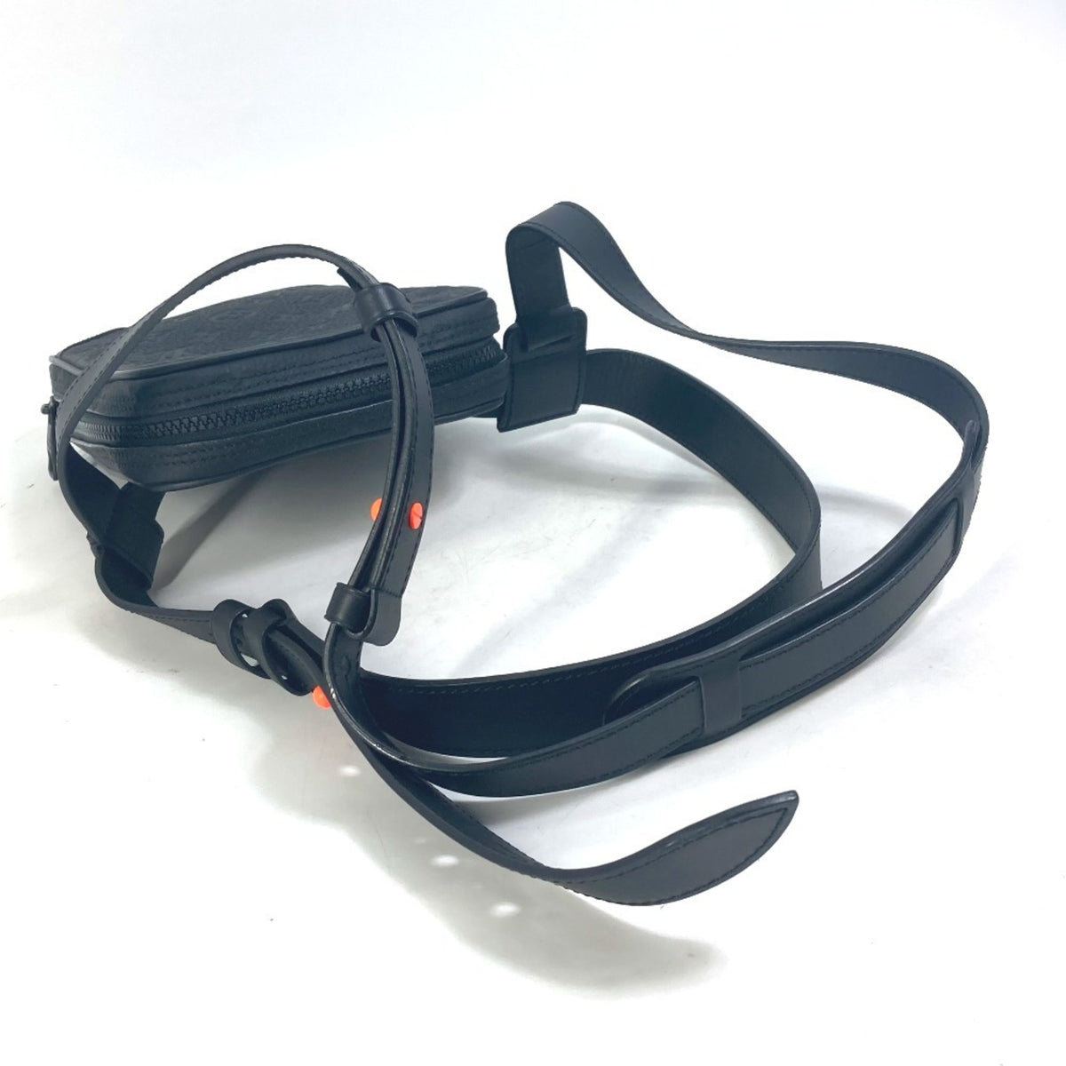Louis Vuitton Black Orange Leather Shoulder Bag Sling Bag (Pre-Owned)